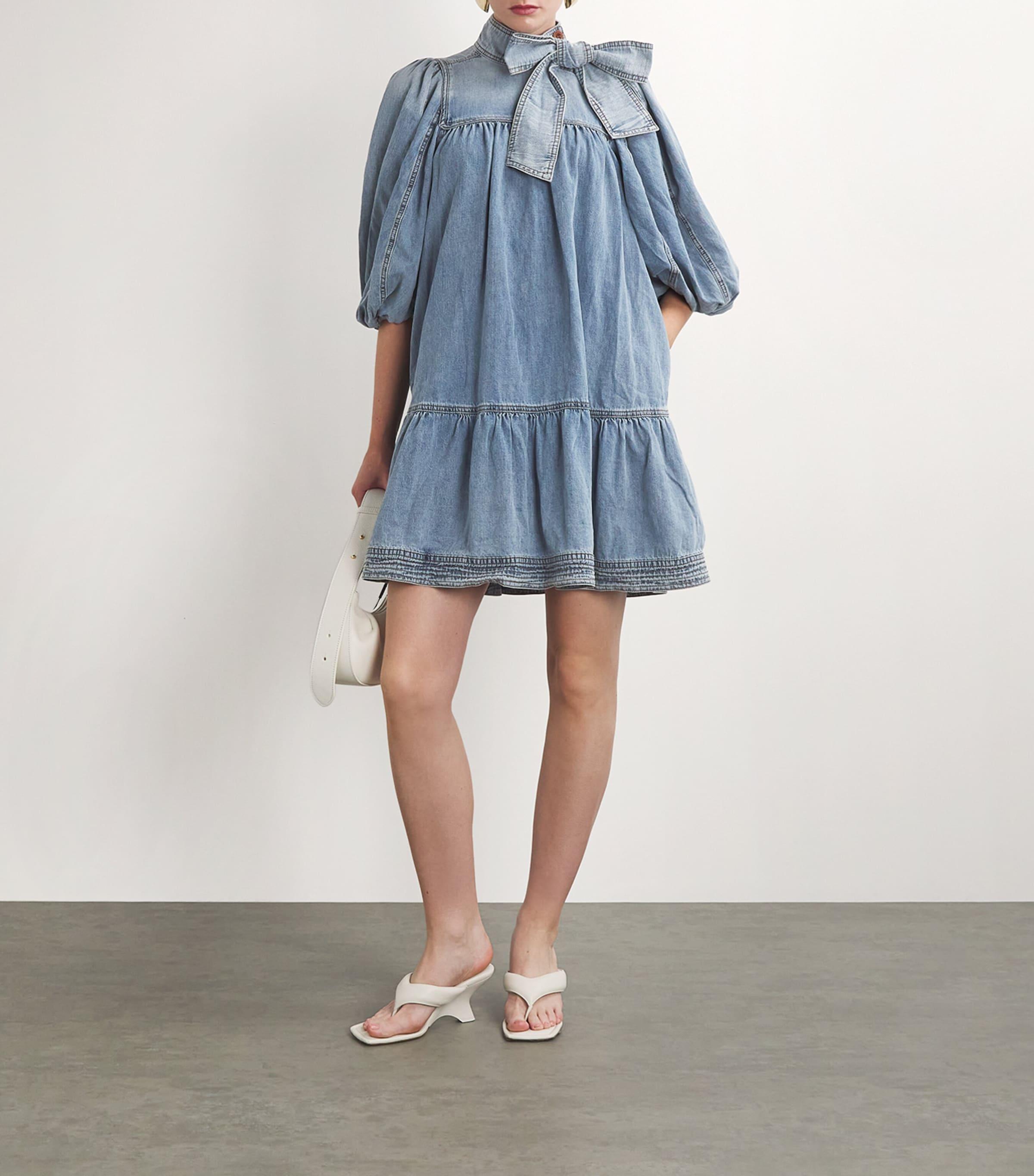 Zimmermann Denim Smock Mini Dress in Blue | Lyst
