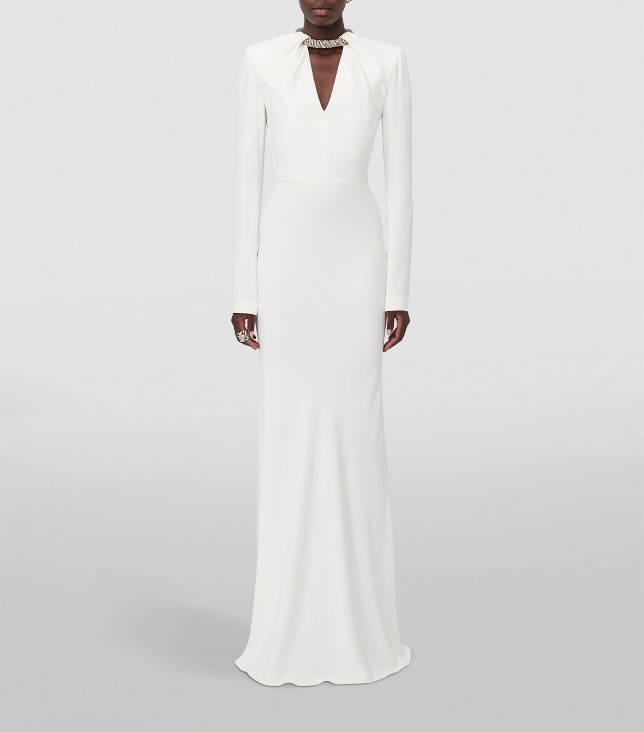 McQueen Twisted Crystal Dress in White | Lyst
