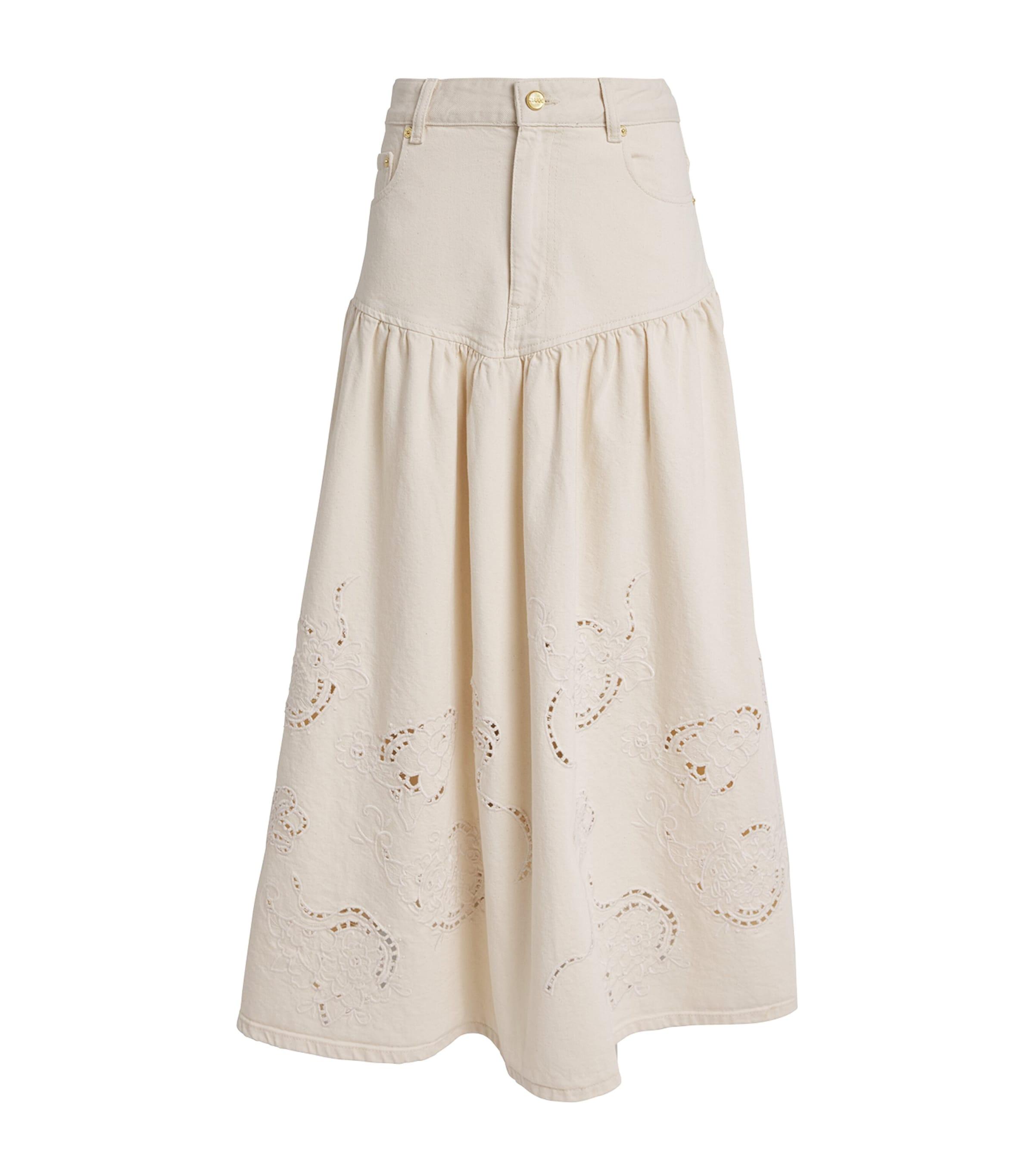 美品GANNI Gold Denim Midi Skirt Gold Gold Denim Midi Skirt | GANNI US