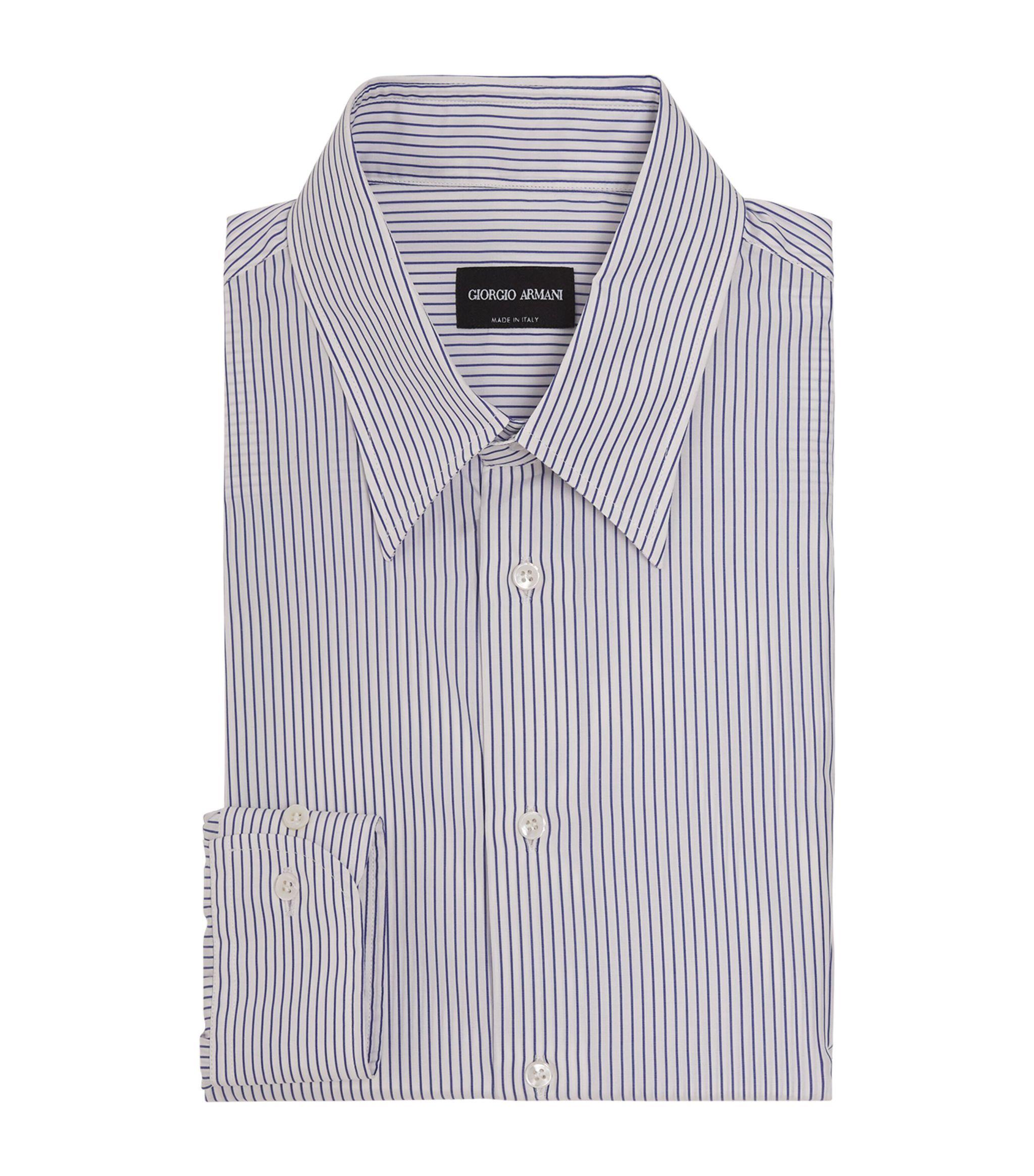 Giorgio Armani Cotton Striped Shirt in Blue for Men Lyst