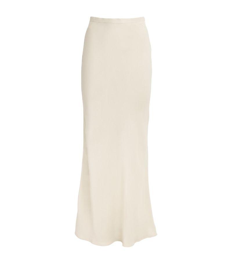 Dagmar Silk Midi Skirt White Silk Mid-length Skirt