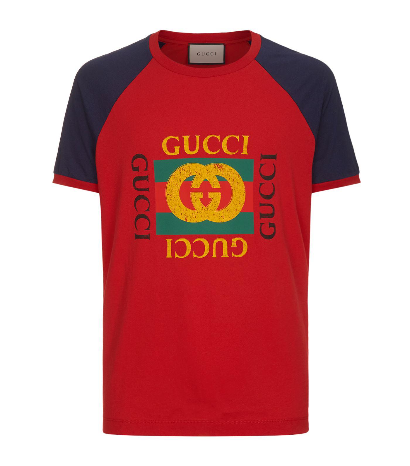 Gucci Cotton Logo Modern Future Motif T-shirt in Red for Men - Lyst