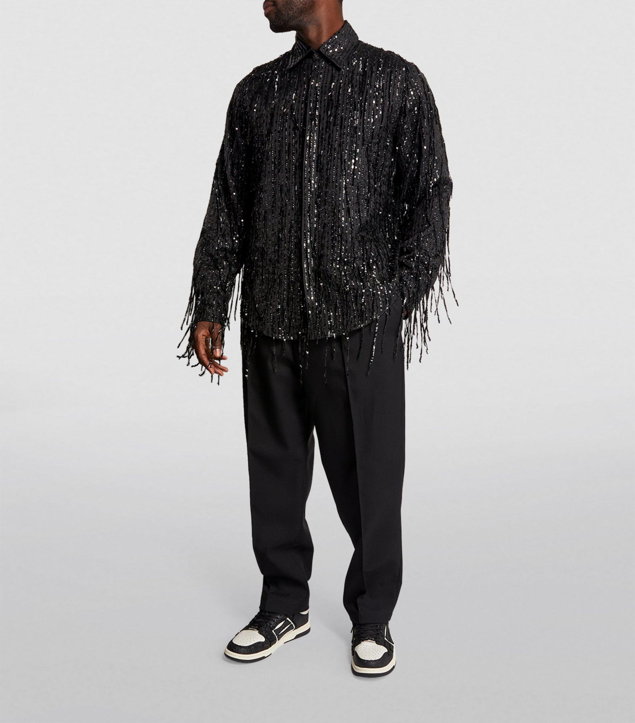 Amiri Embellished Fringe Shirt in Black for Men | Lyst