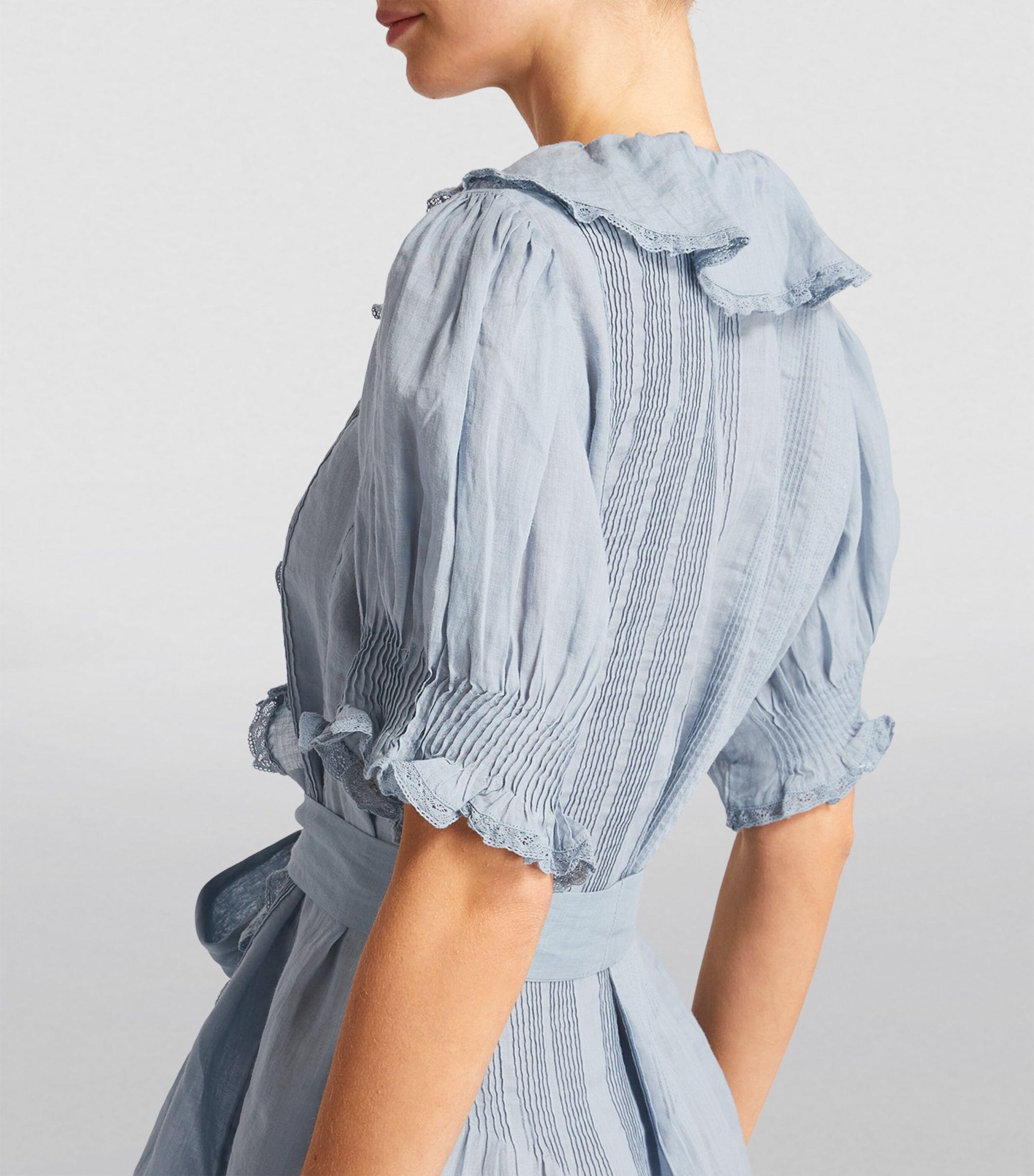doen blue mini dress Doen Dôen Cotton Piper Mini Dress in Blue