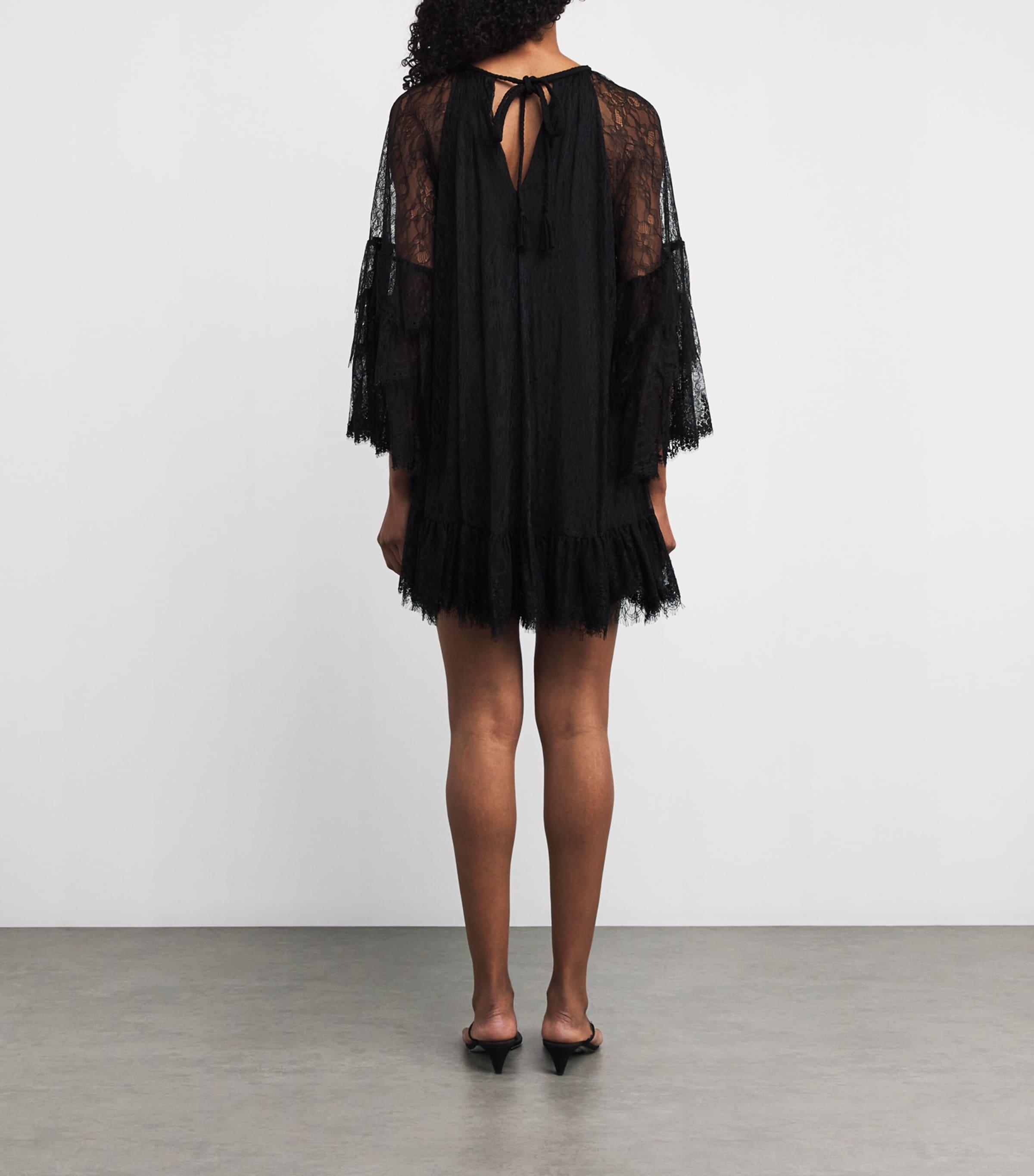 Alice + Olivia Delia Ruffle Angel-Sleeve Tunic Dress in Black | Lyst UK