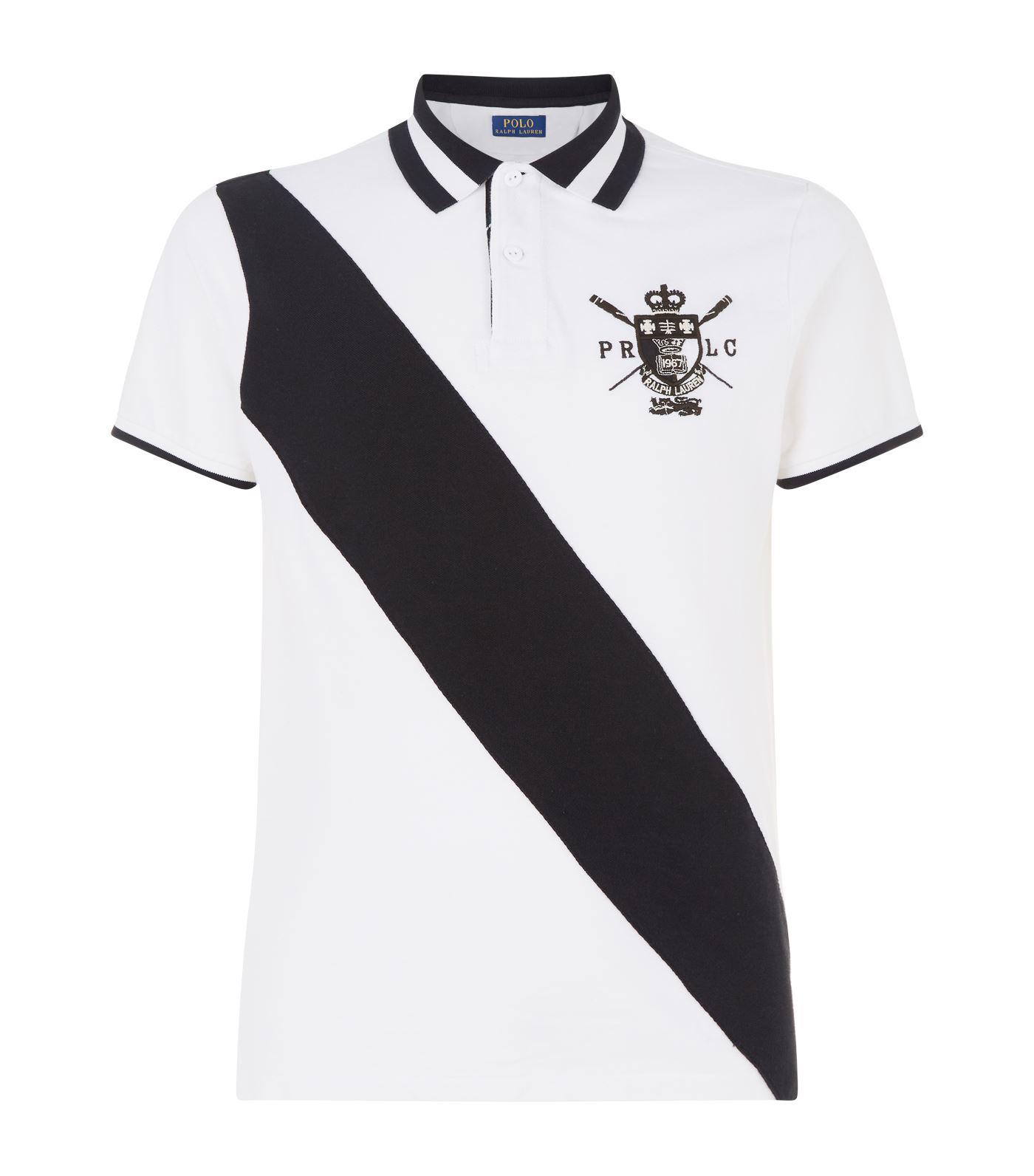Polo Ralph Lauren Diagonal Stripe Polo Shirt in White for Men | Lyst