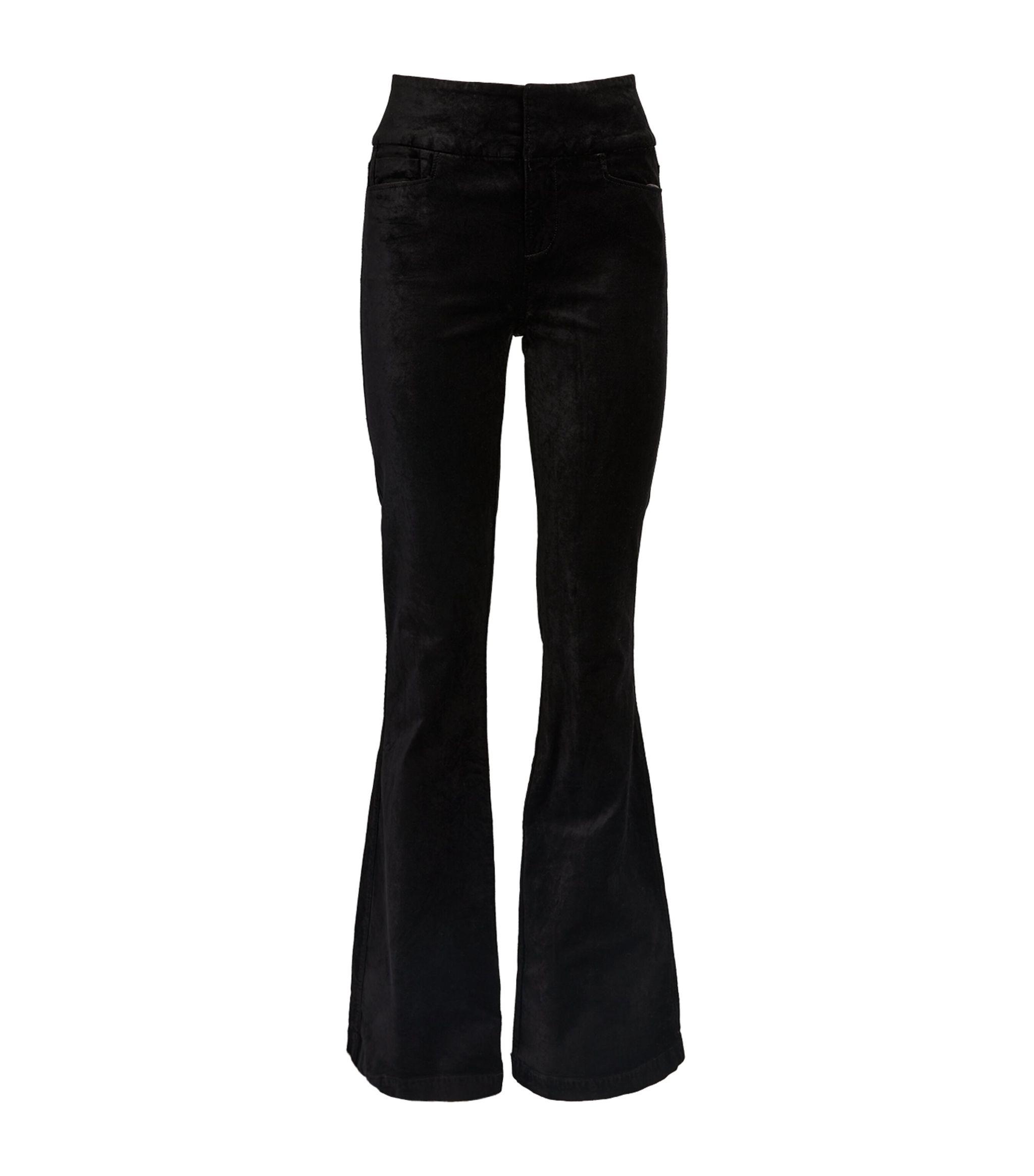 PAIGE Velvet Lou Lou Flared Trousers in Black | Lyst