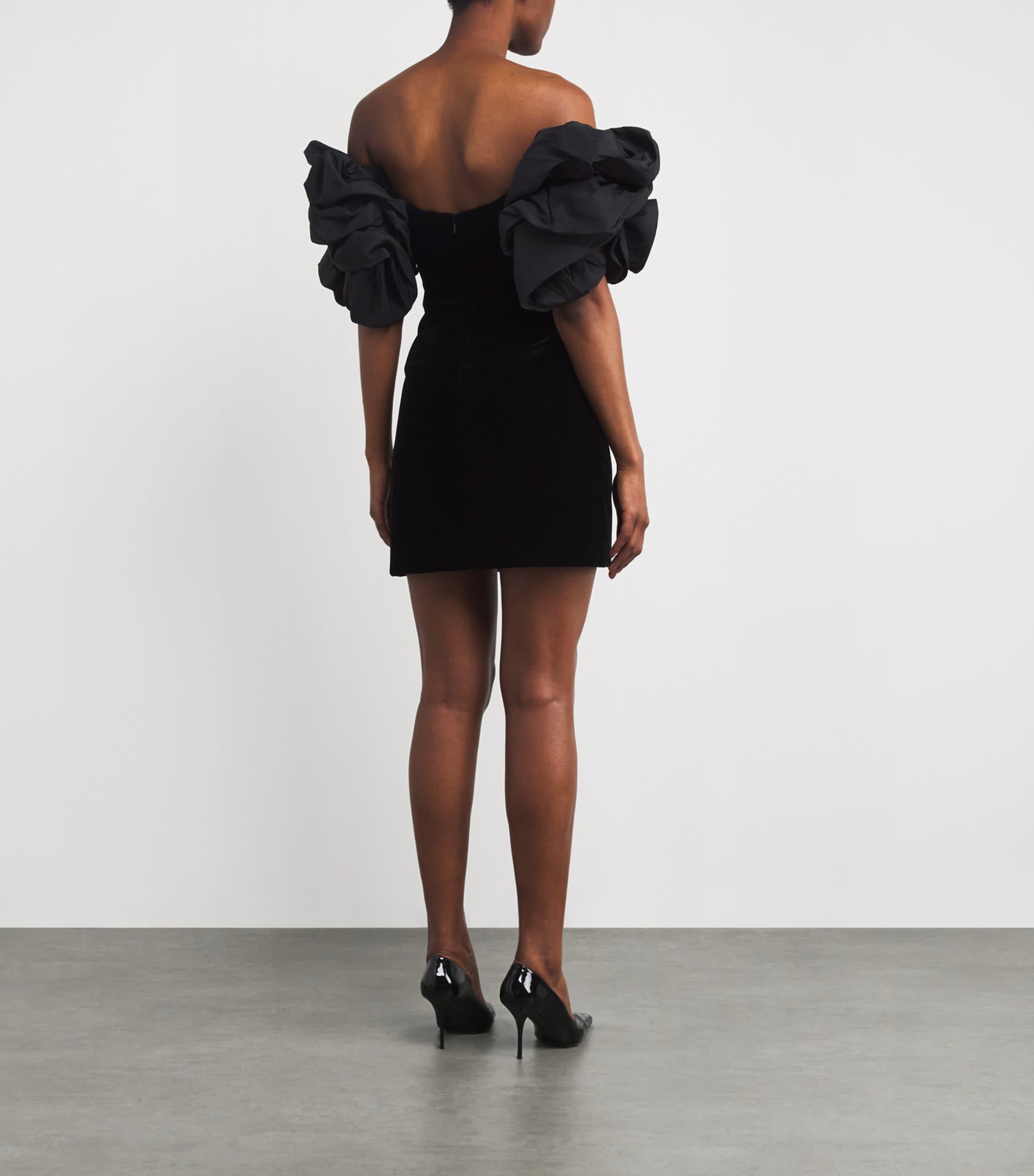 Carolina Herrera Stretch-Velvet Rosette Mini Dress in Black | Lyst Carolina Herrera Stretch-Velvet Rosette Mini Dress in Black | Lyst