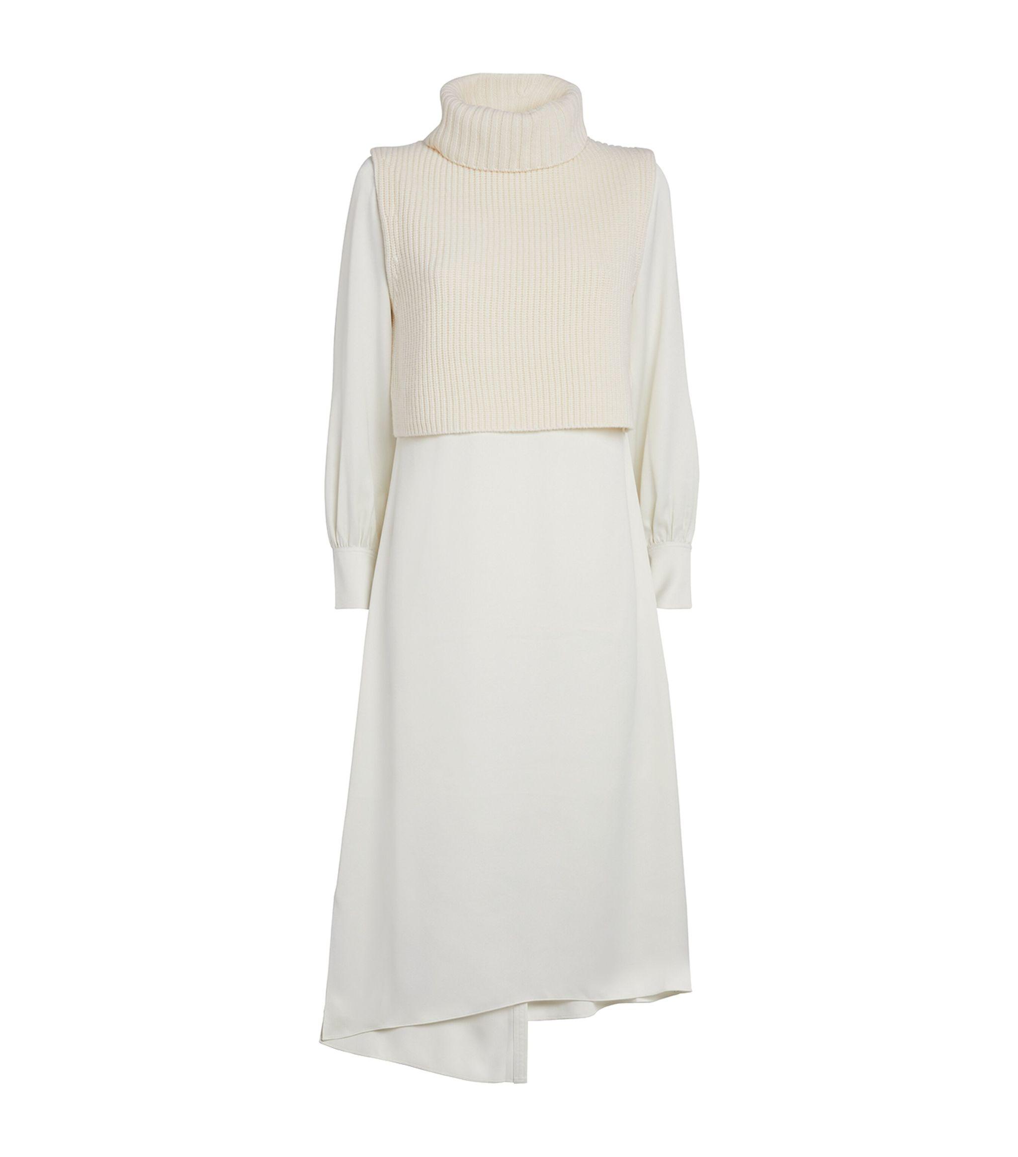 AllSaints 2-in-1 Zoey Midi Dress in White | Lyst