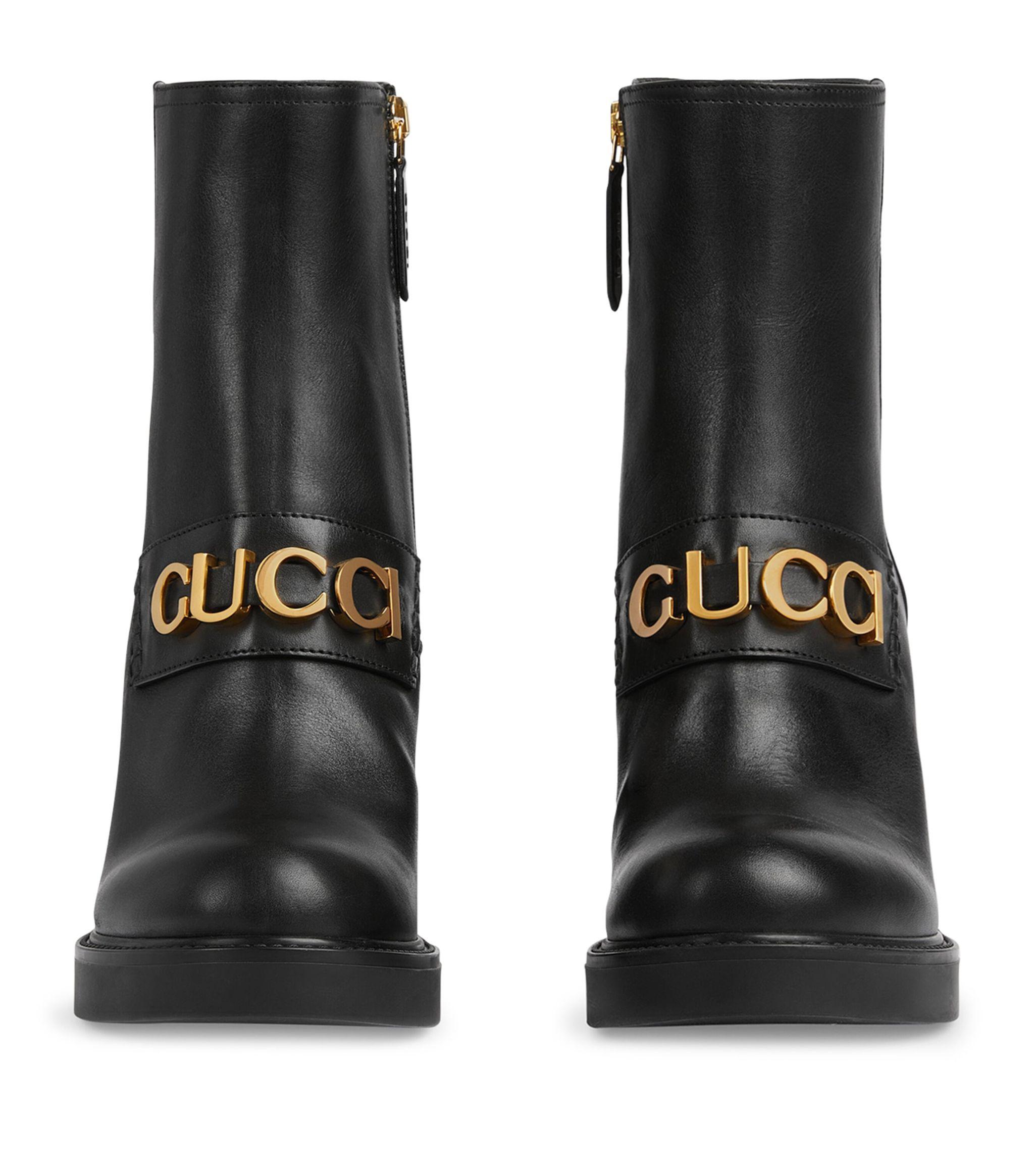 Gucci embellished leather ankle on sale boots