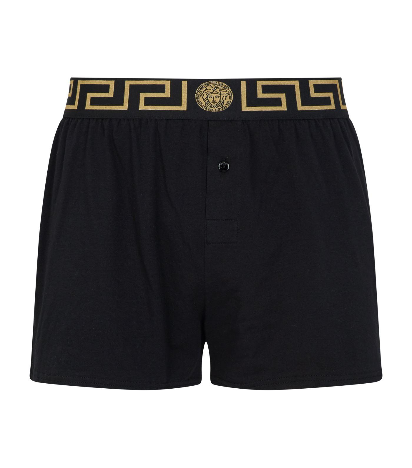 Versace Cotton Greca Logo Boxer Shorts in Black for Men - Lyst