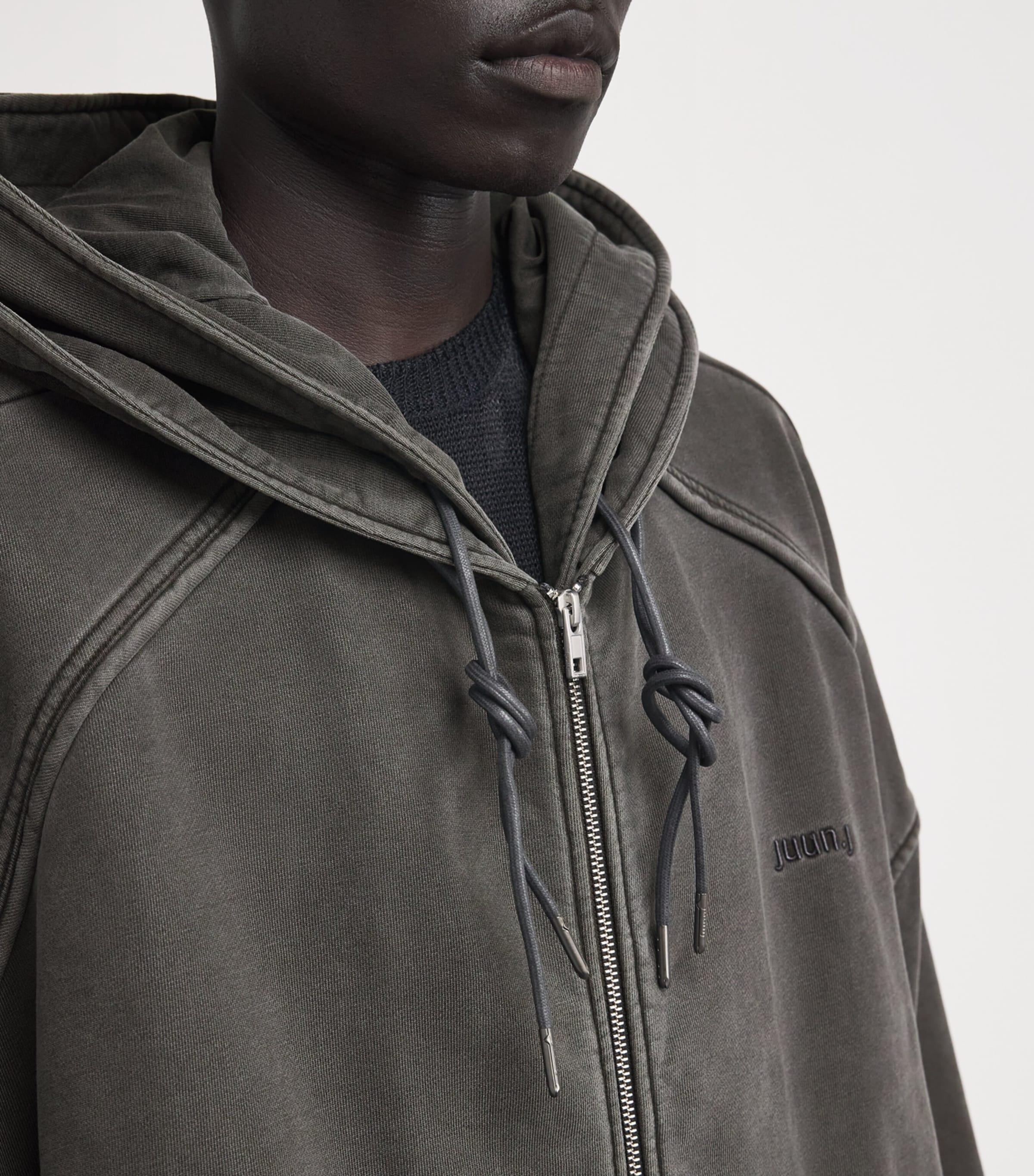 Juun.J Cotton Oversized Double-Layer Zip-Up Hoodie in Gray for Men