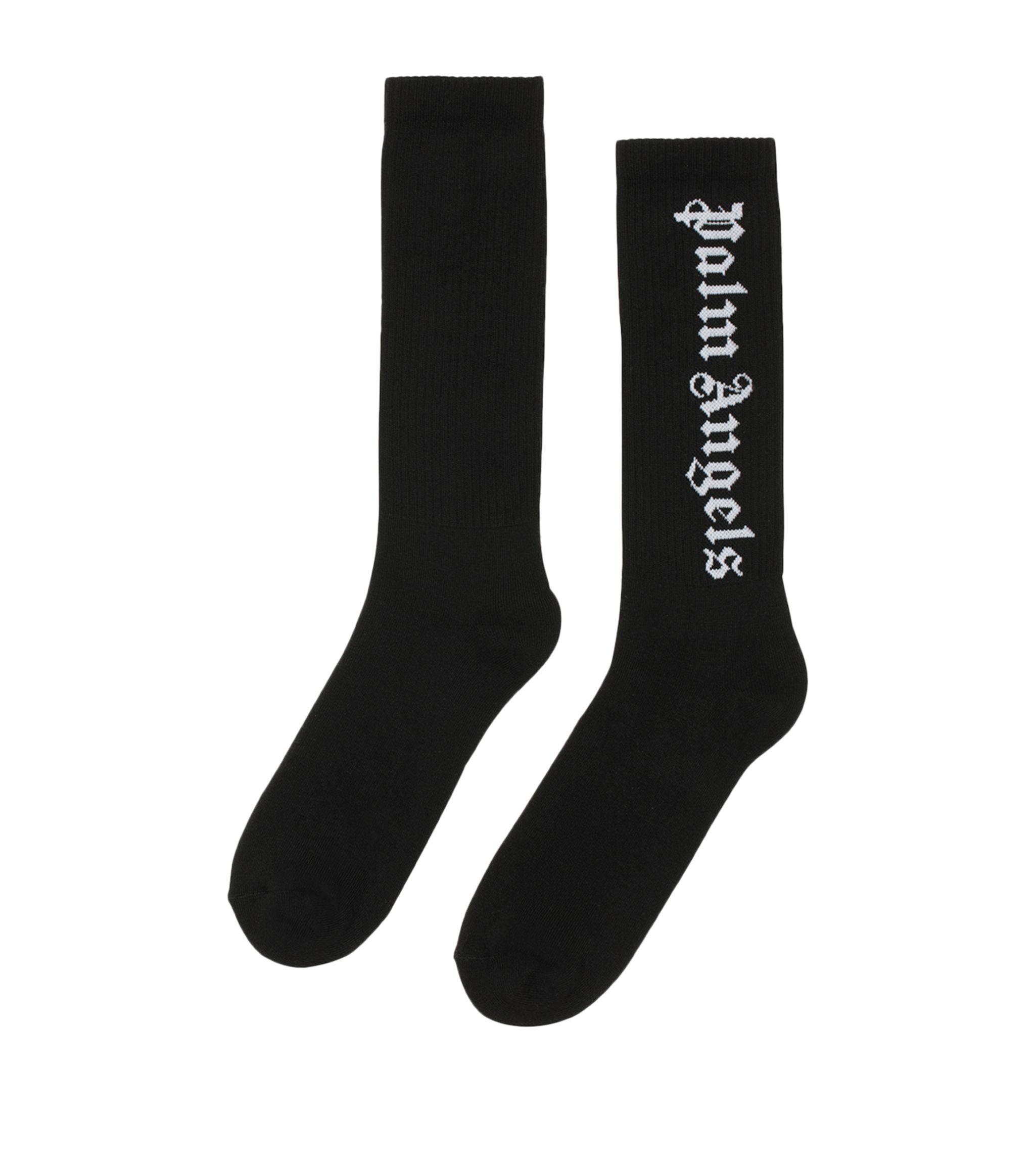 Palm Angels Cotton Logo Socks in Black for Men - Lyst