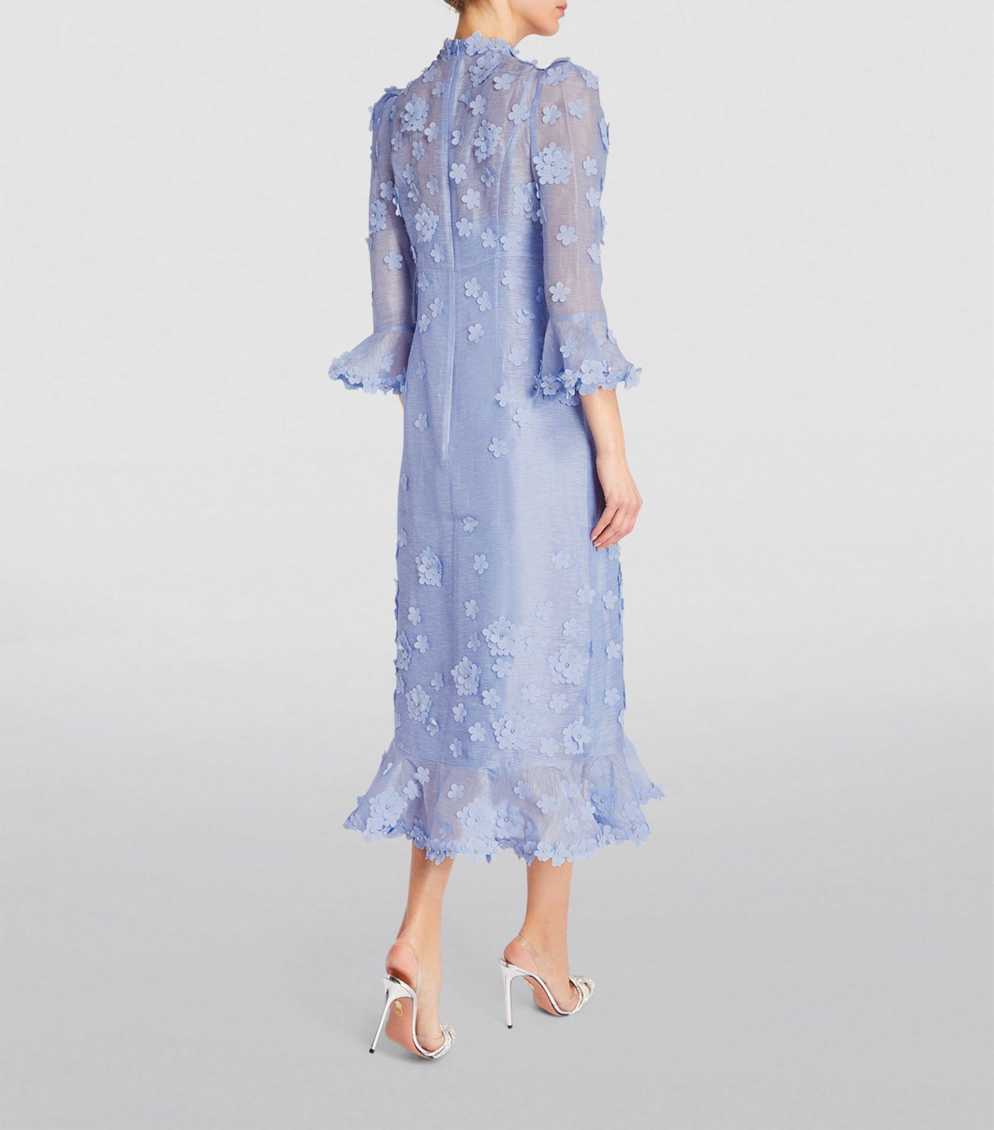 Zimmermann Maxi Floral Applique Dress in Blue | Lyst Zimmermann Maxi Floral Applique Dress in Blue | Lyst