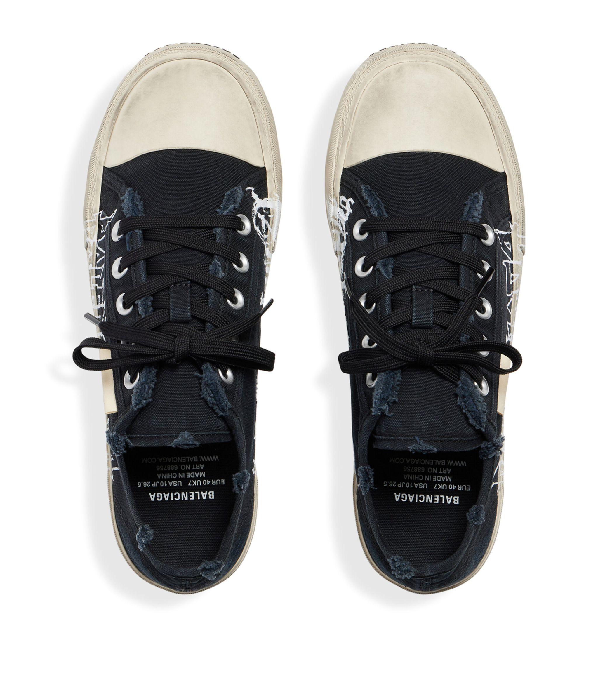 Balenciaga Paris Logo-print Sneakers in Black for Men | Lyst