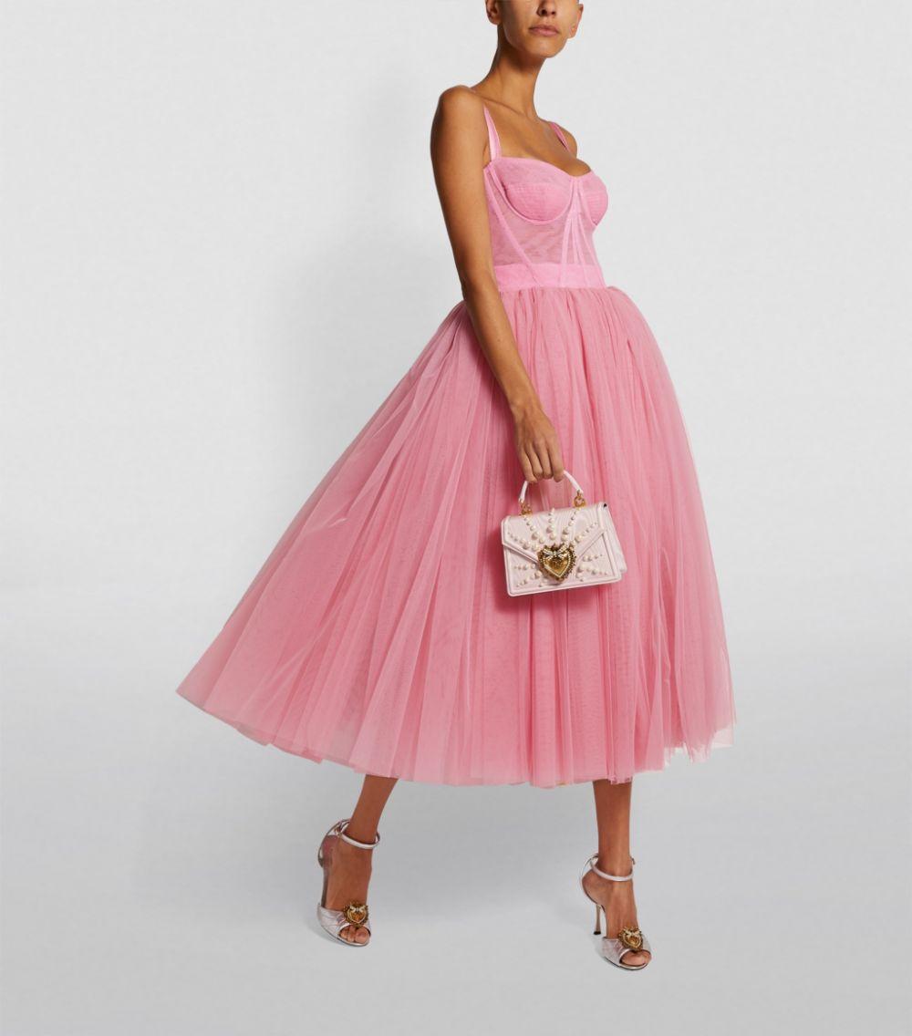 Pink tulle midi best sale dress