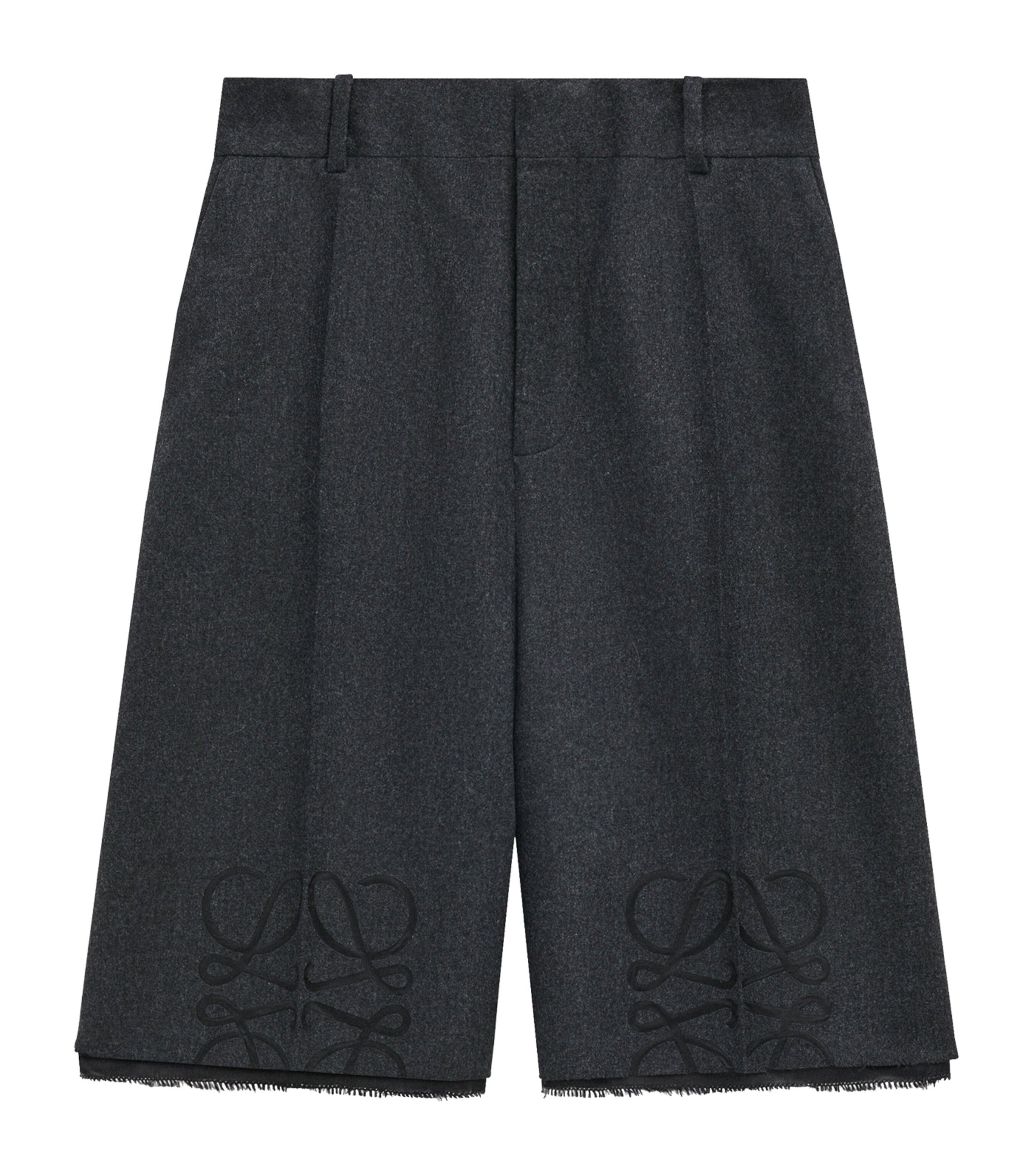 LOEWE｜SHORTS (Anagram shorts in wool and cashmere (S359 Anagram shorts in wool and cashmere Grey - LOEWE