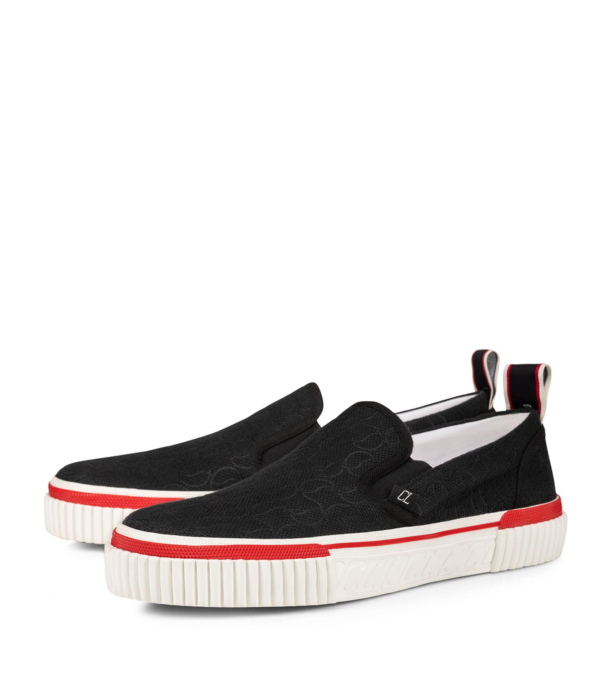Christian Louboutin Black jacquard  Slip-On Shoes Christian Louboutin Pedro Boat Jacquard Slip-on Sneakers in  main image 4