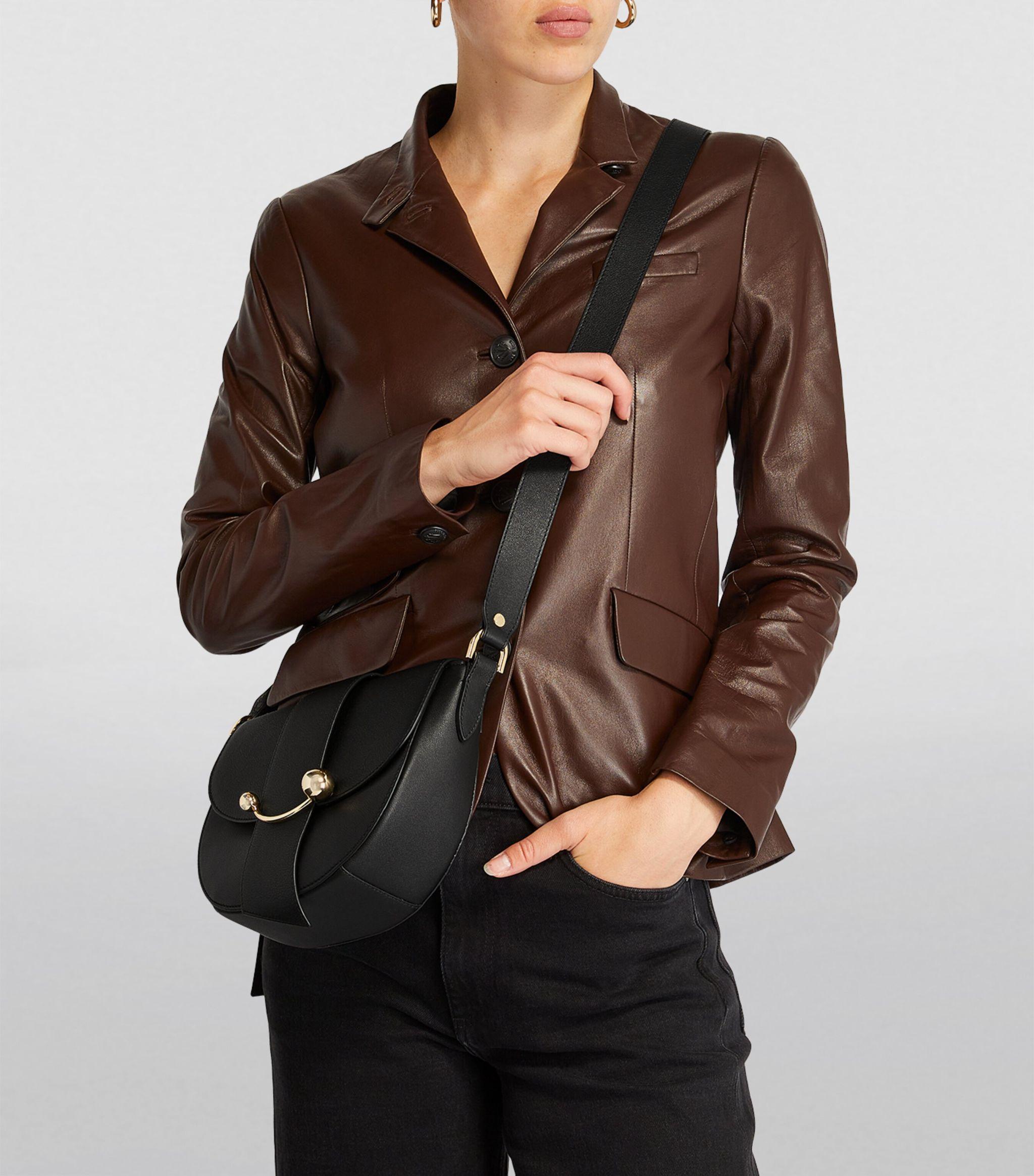 STRATHBERRY: Crescent leather bag - Black