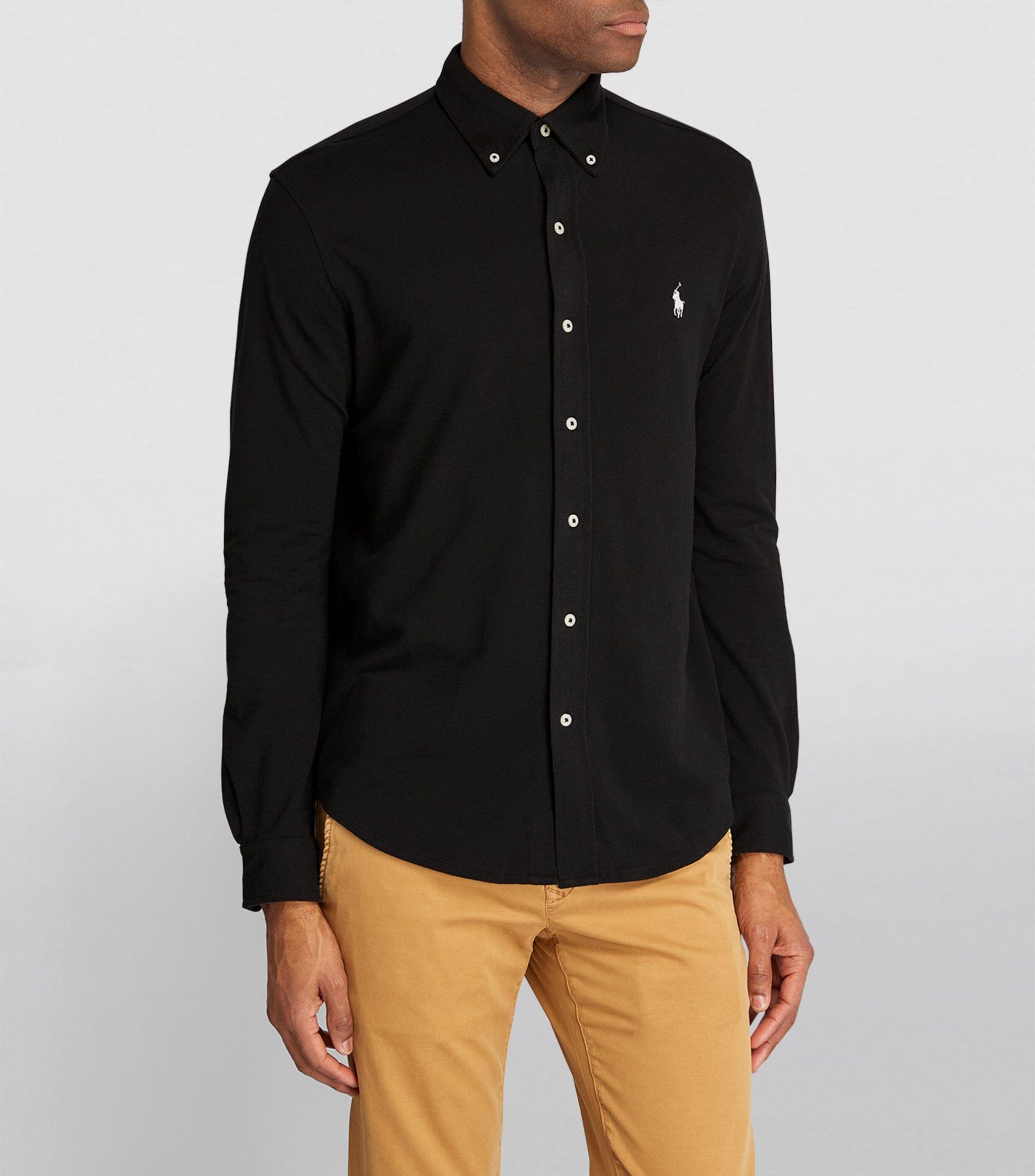 Polo Ralph Lauren Cotton Featherweight Mesh Shirt in Black for Men | Lyst