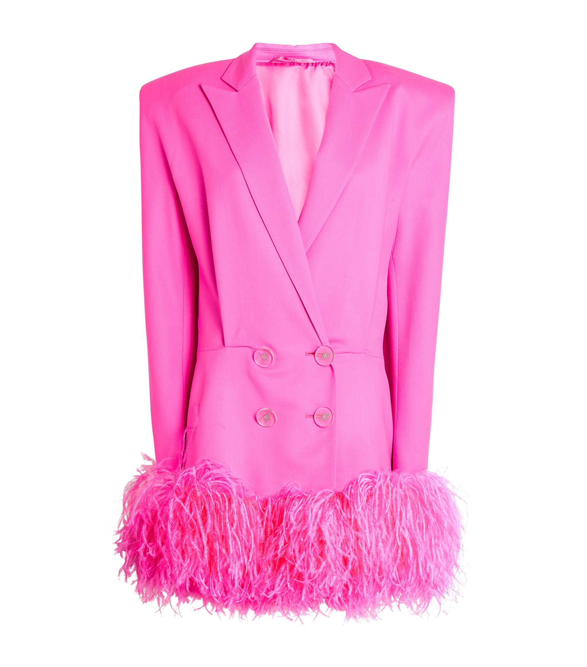 The Attico Feather trim Blazer Dress in Pink Lyst