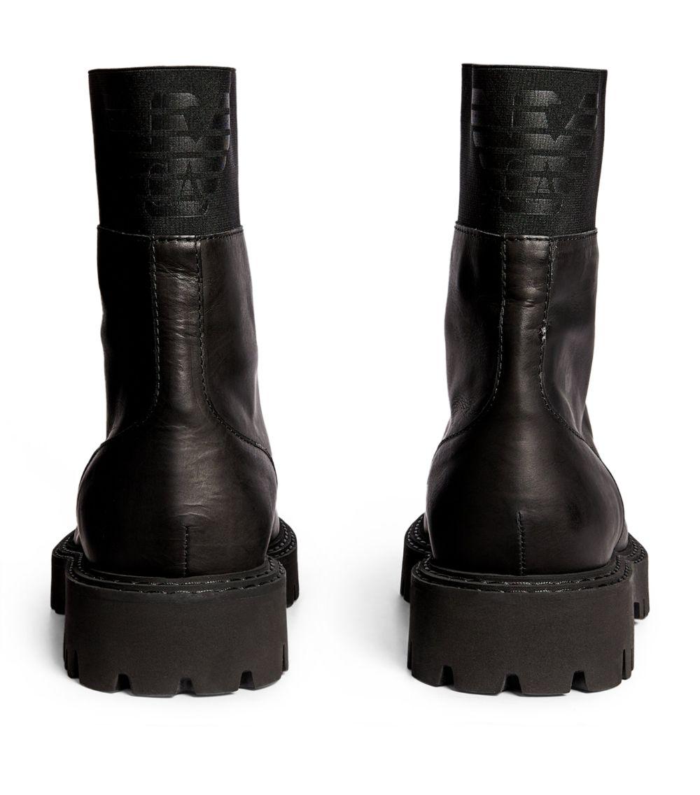 Emporio Armani Leather Zip-Up Ankle Boots in Black for Men | Lyst