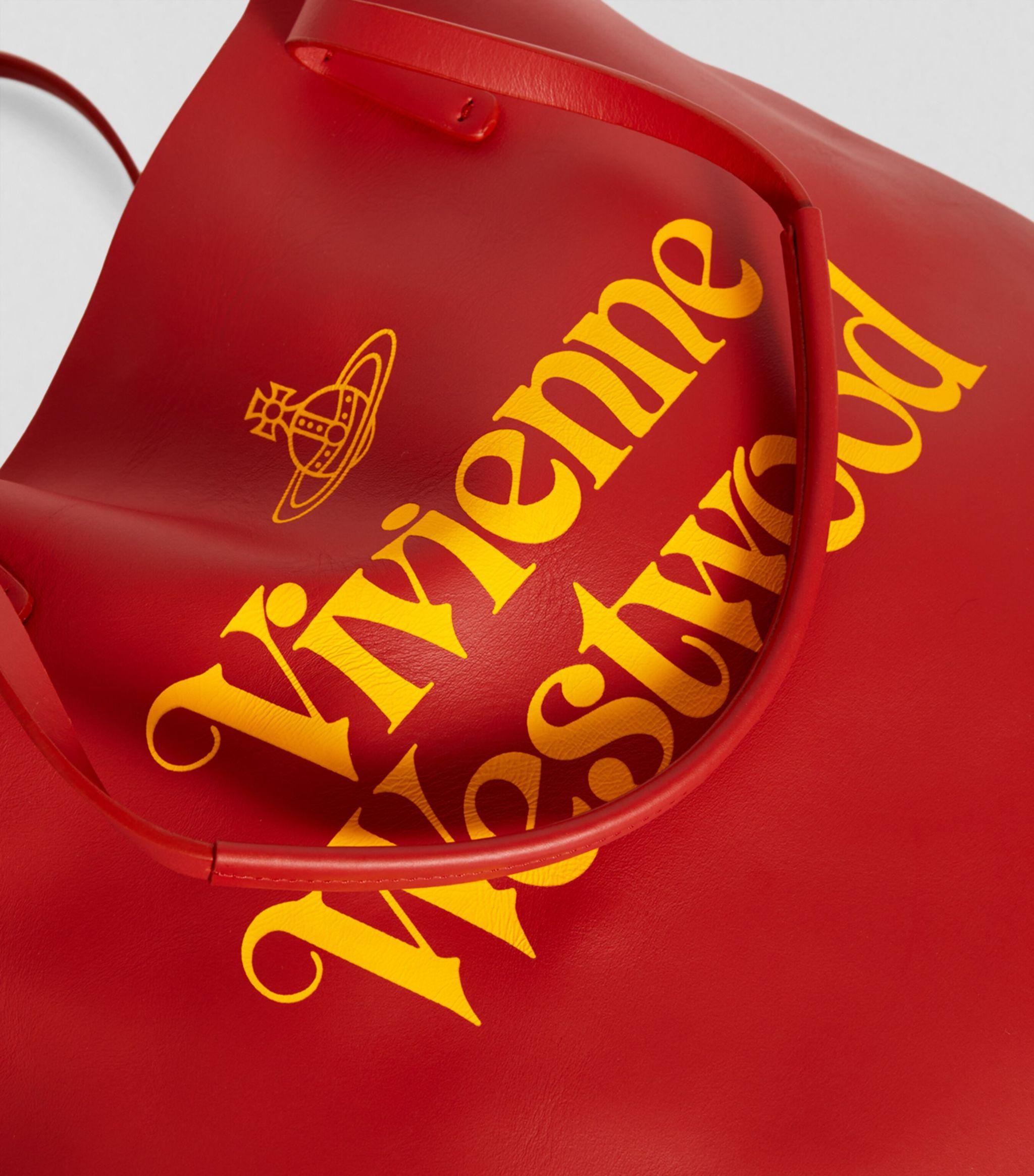 Vivienne Westwood Leather Logo Tote Bag in Red | Lyst
