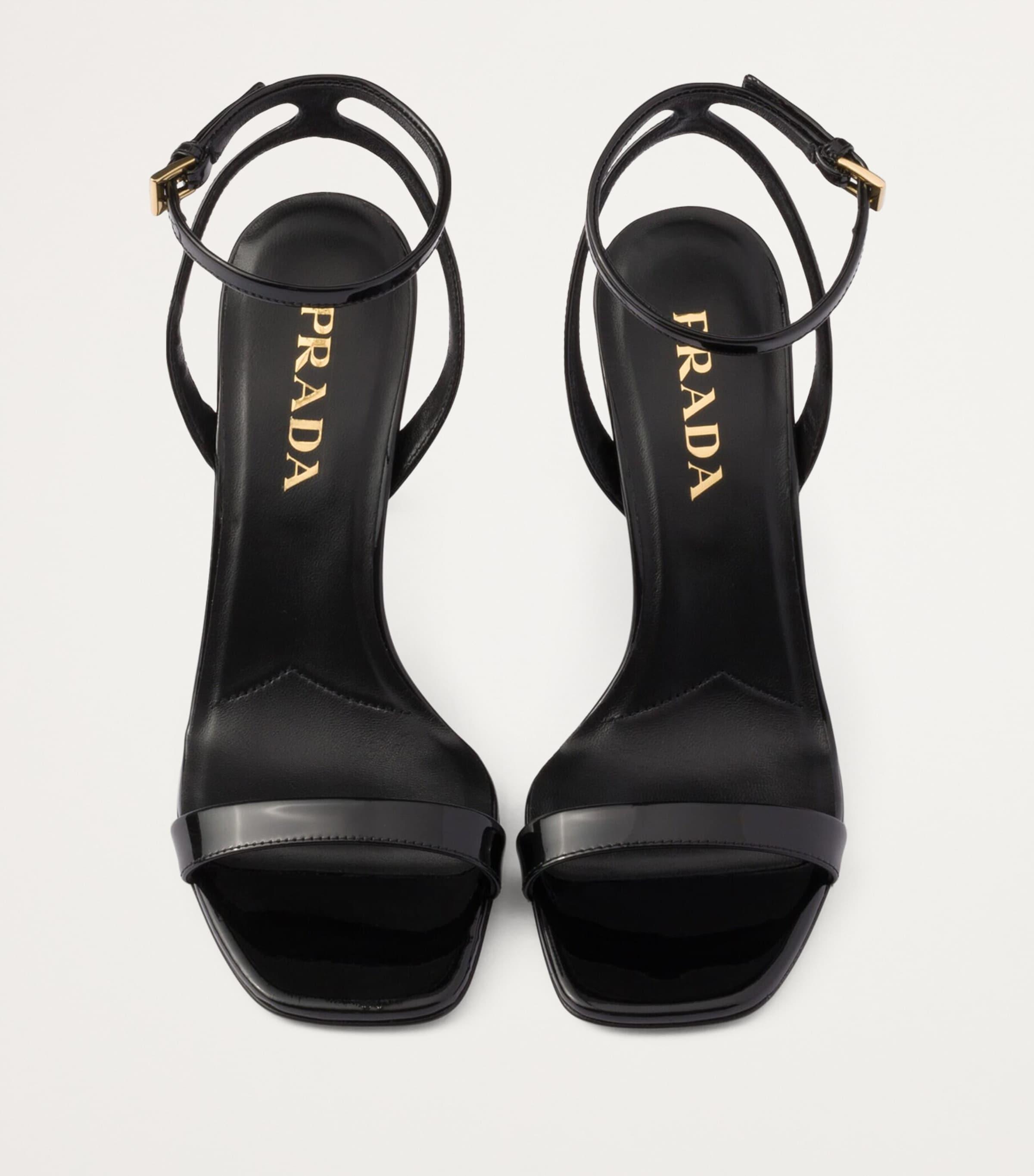 Prada Patent Leather Heeled Sandals 85 in Black | Lyst UK