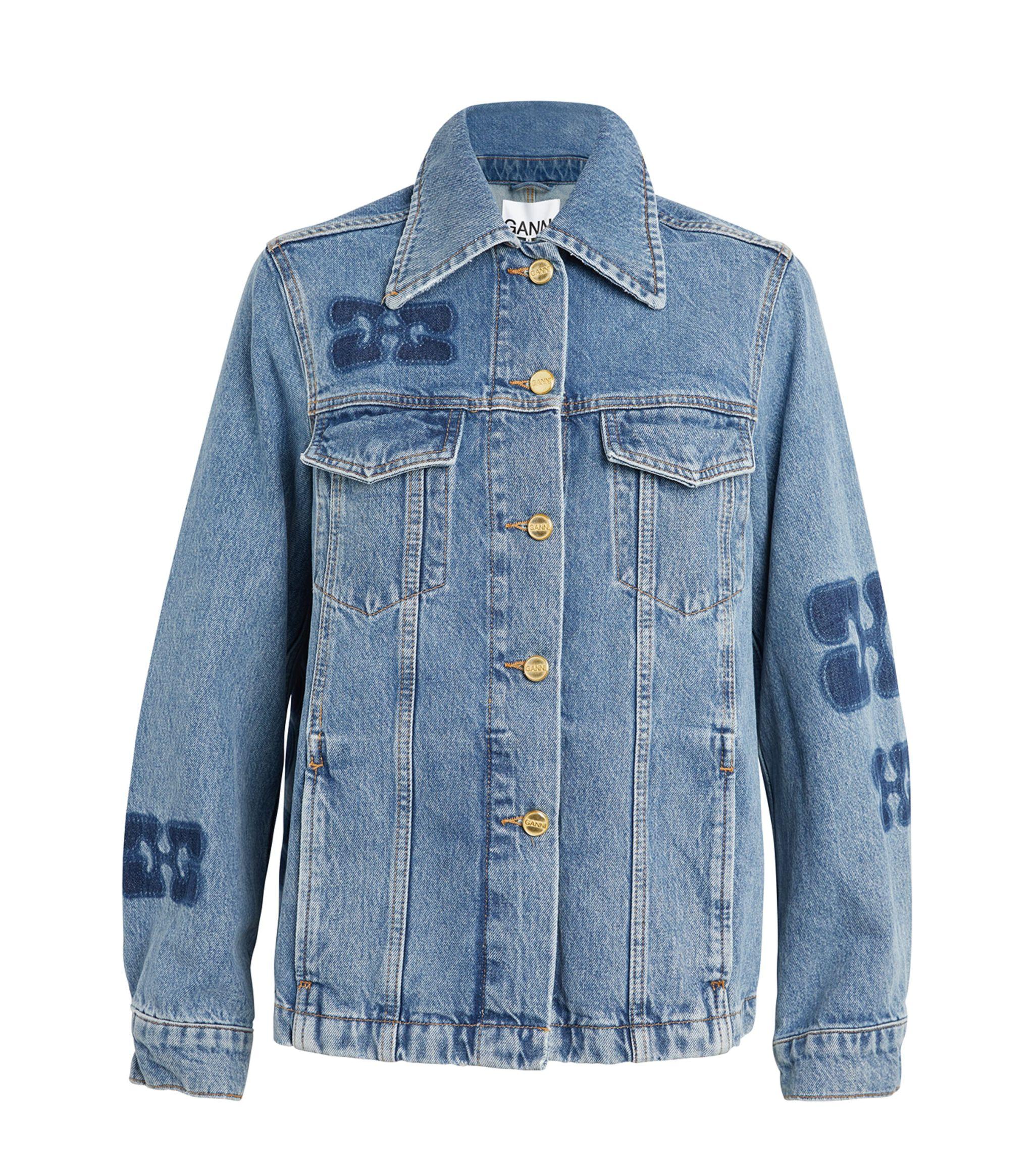 ganni-blue-Logo-patch-Denim-