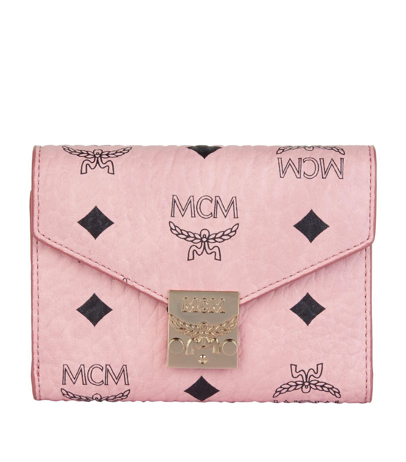 MCM Canvas Patricia Trifold Wallet in Pink Lyst