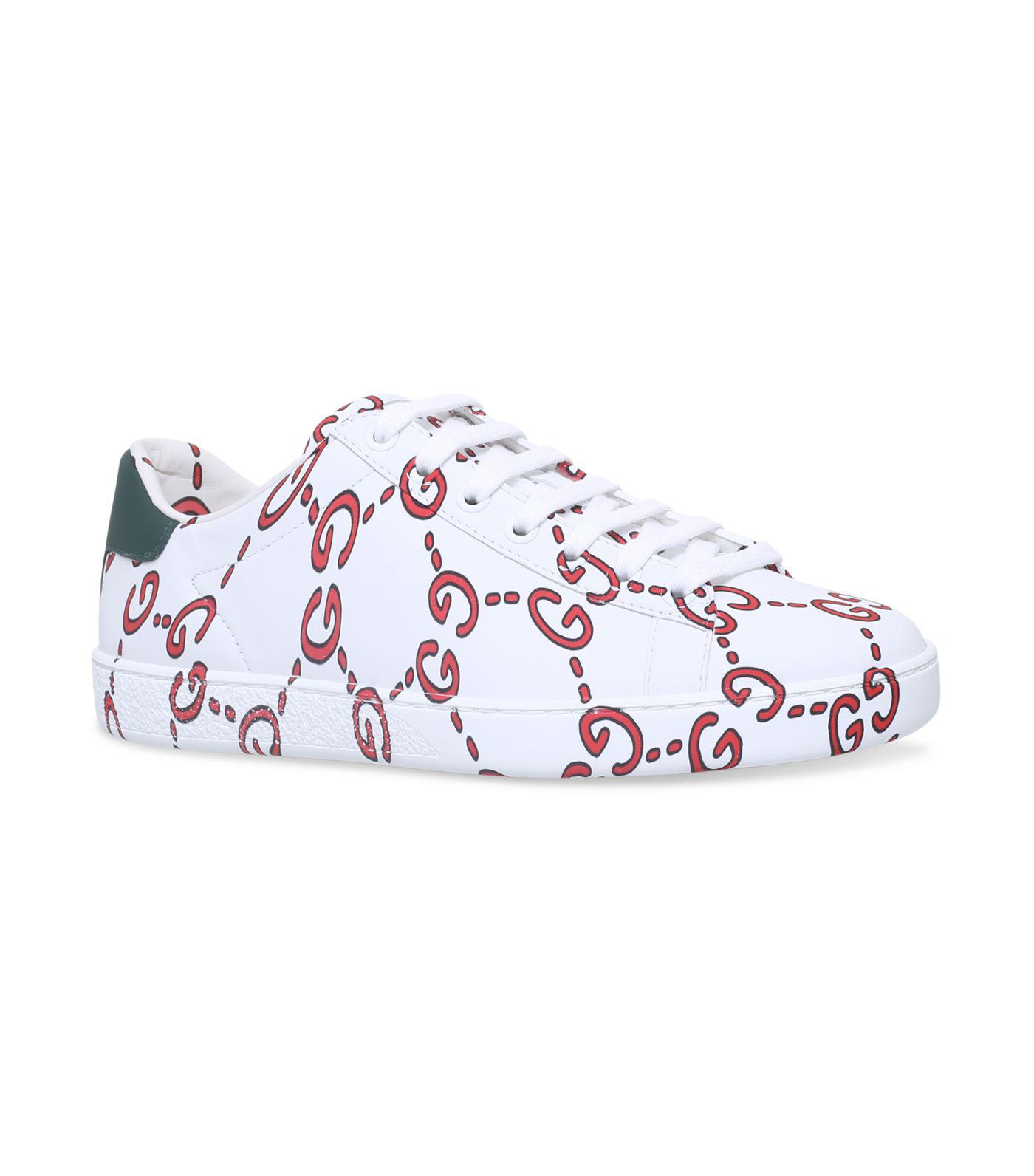 Gucci New Ace G Ghost Sneakers in Red | Lyst