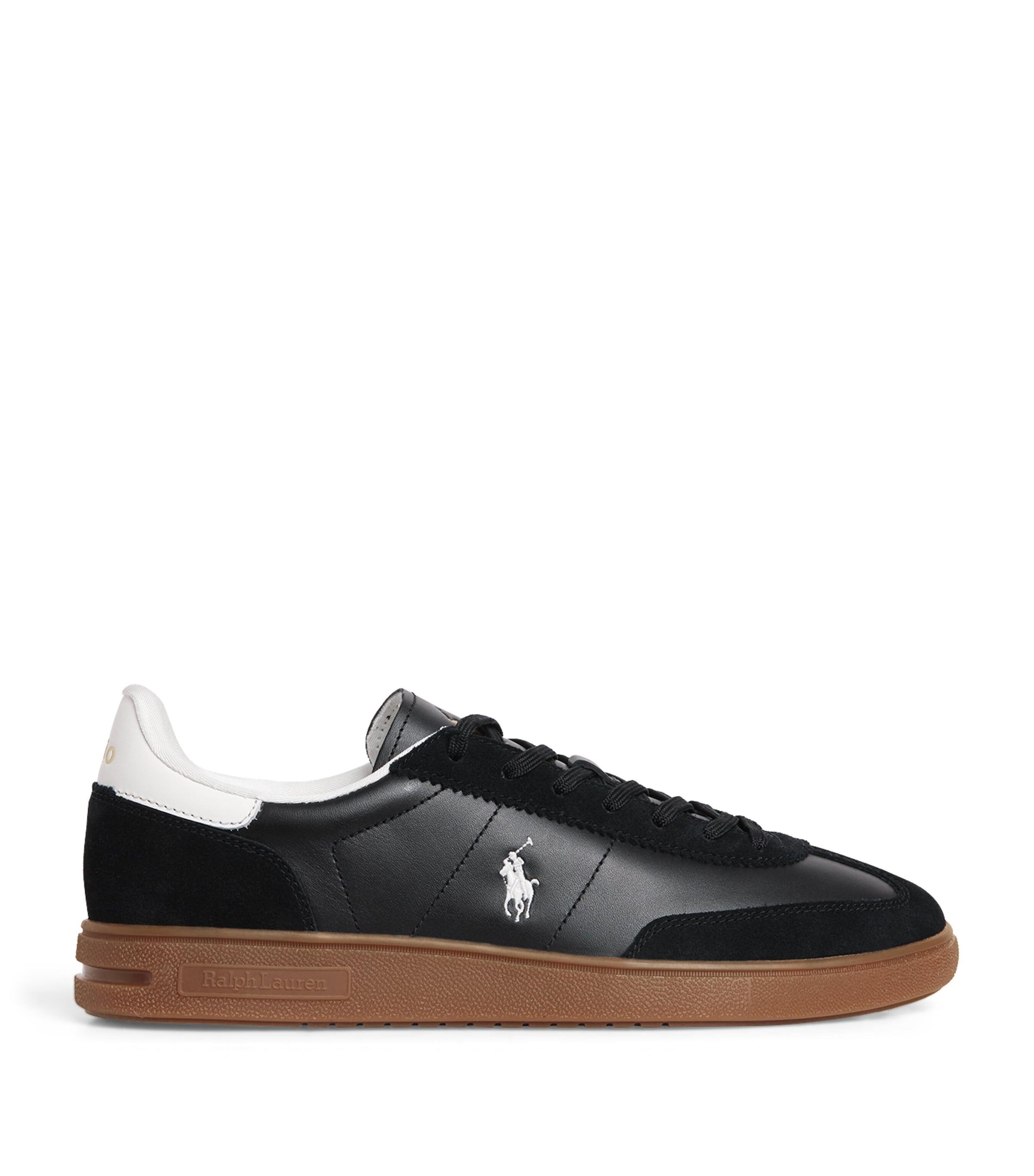 ralph lauren black leather trainers