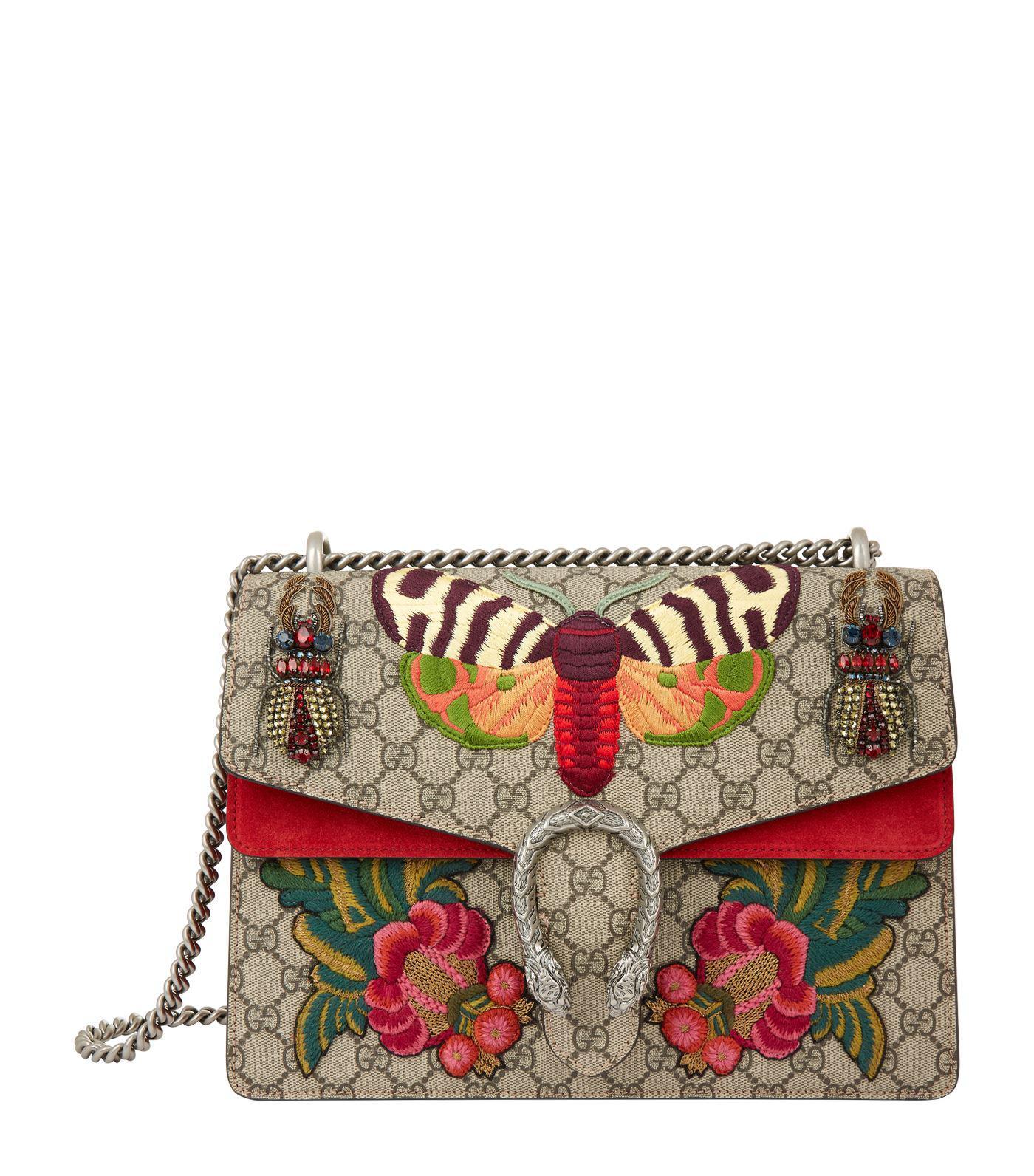 Gucci Canvas Large Emboidered Dionysus Bag, White, One Size - Lyst