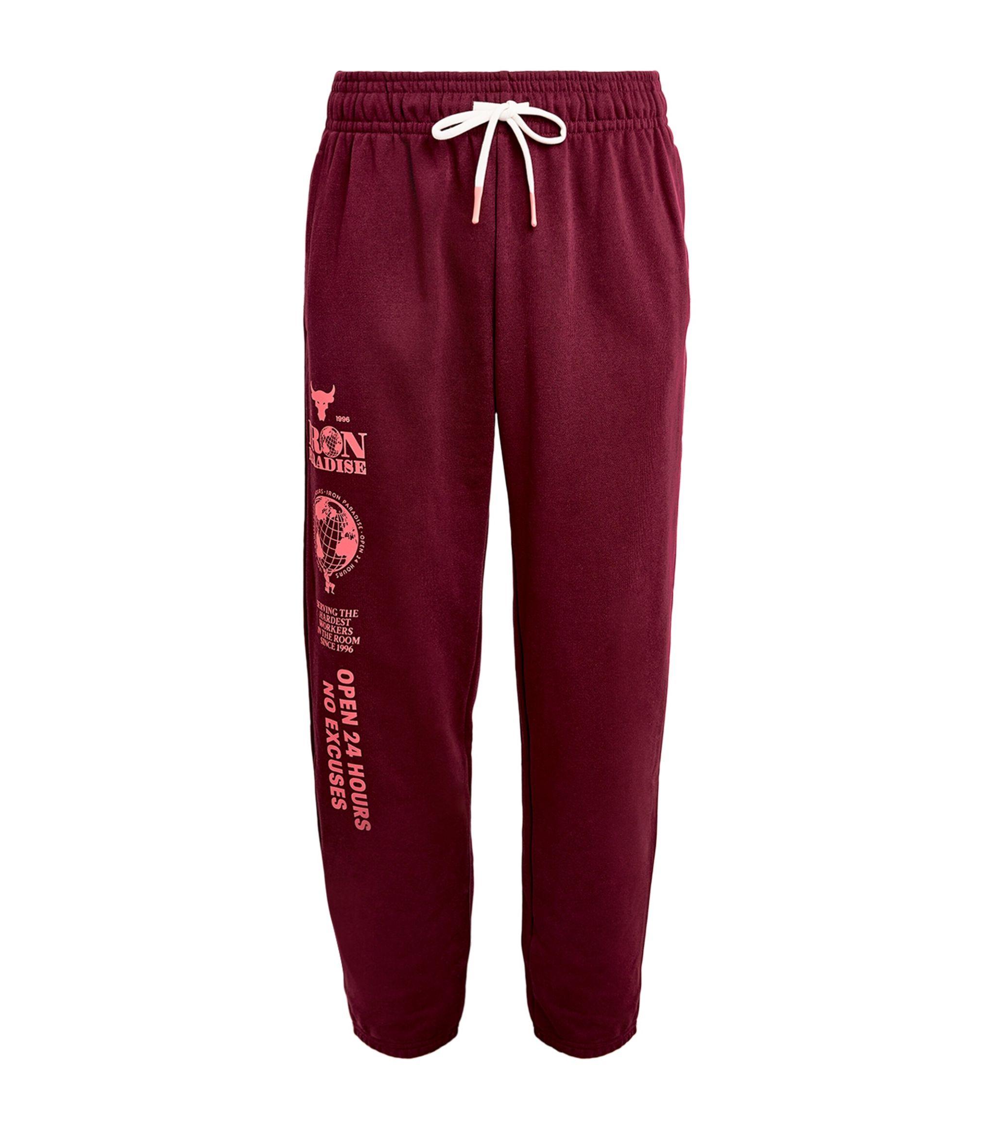 Under Armour Project Rock Iron Paradise Sweatpants in Red for Men | Lyst