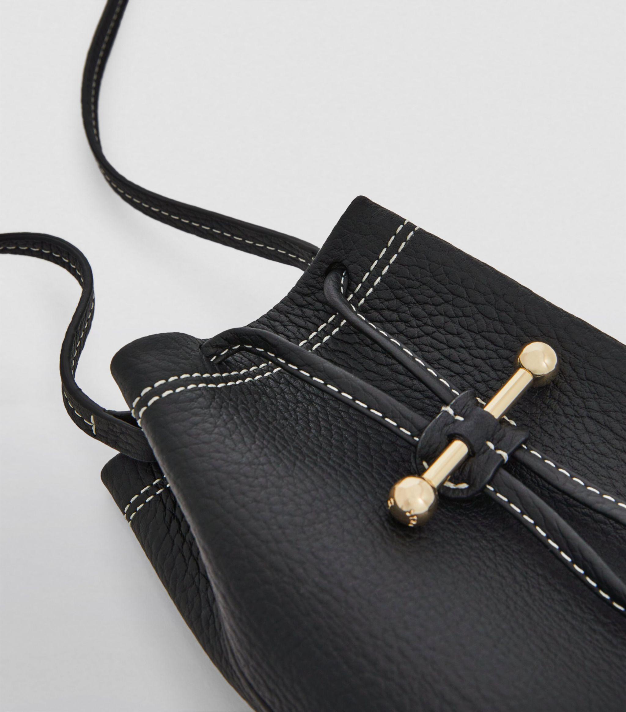 Strathberry Lana Osette Leather Bucket Bag In Black