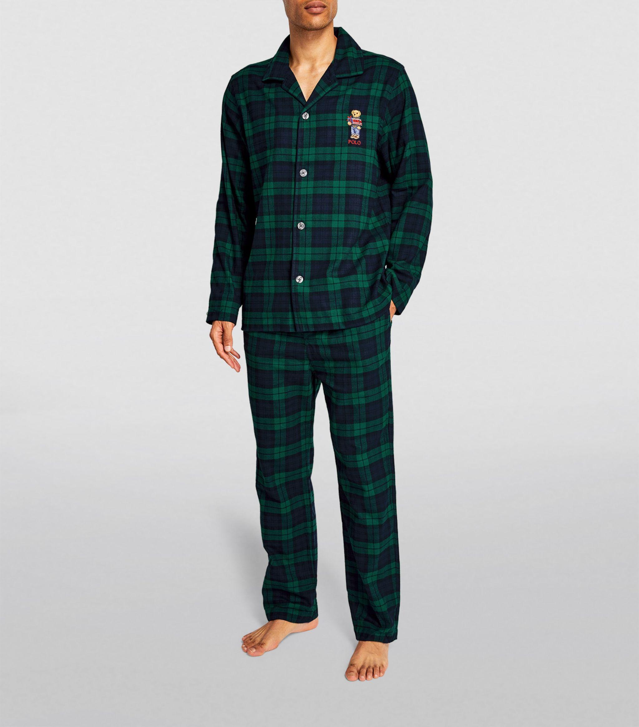 Polo Ralph Lauren Cotton Polo Bear Check Pyjama Set in Green for Men Lyst UK