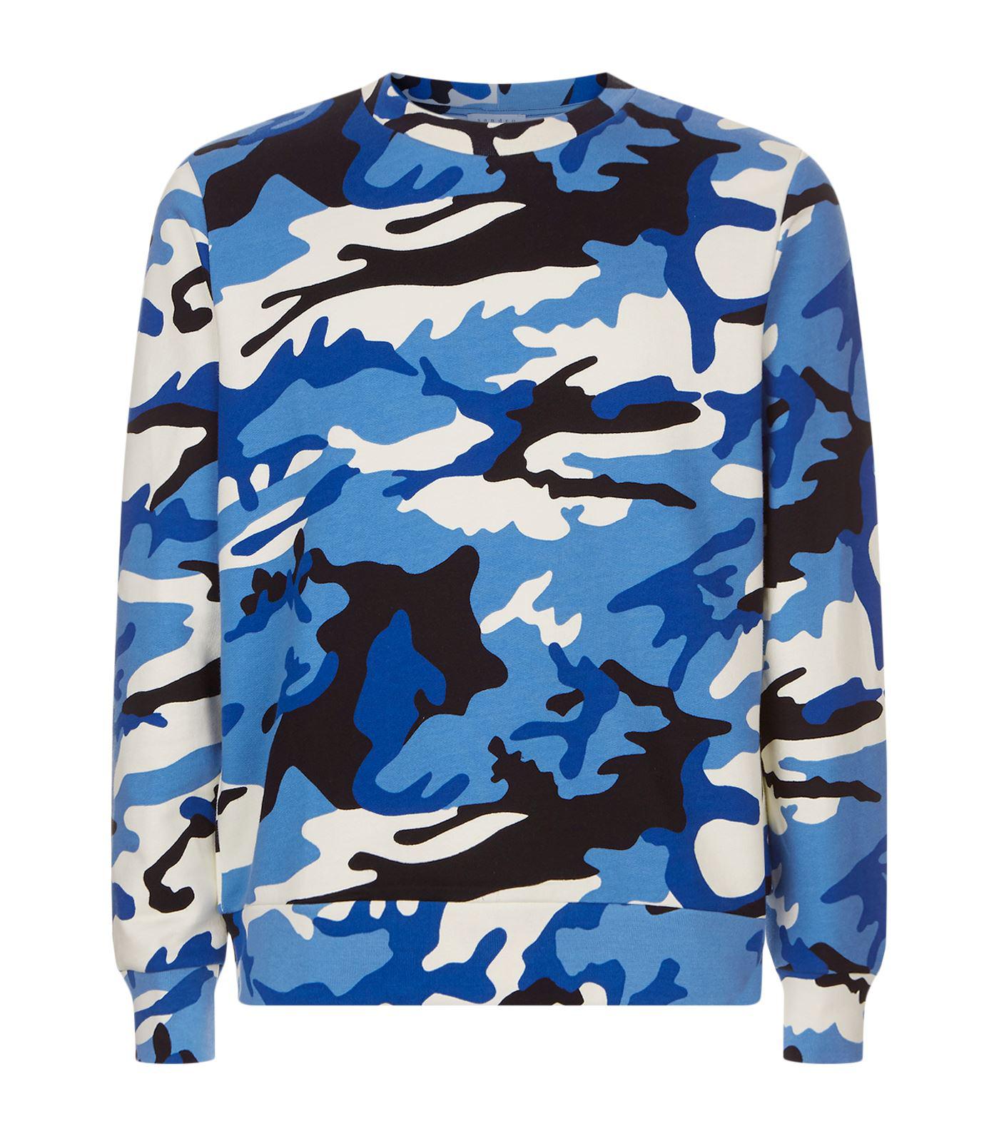 Sandro Camouflage Print Sweater in Blue for Men | Lyst