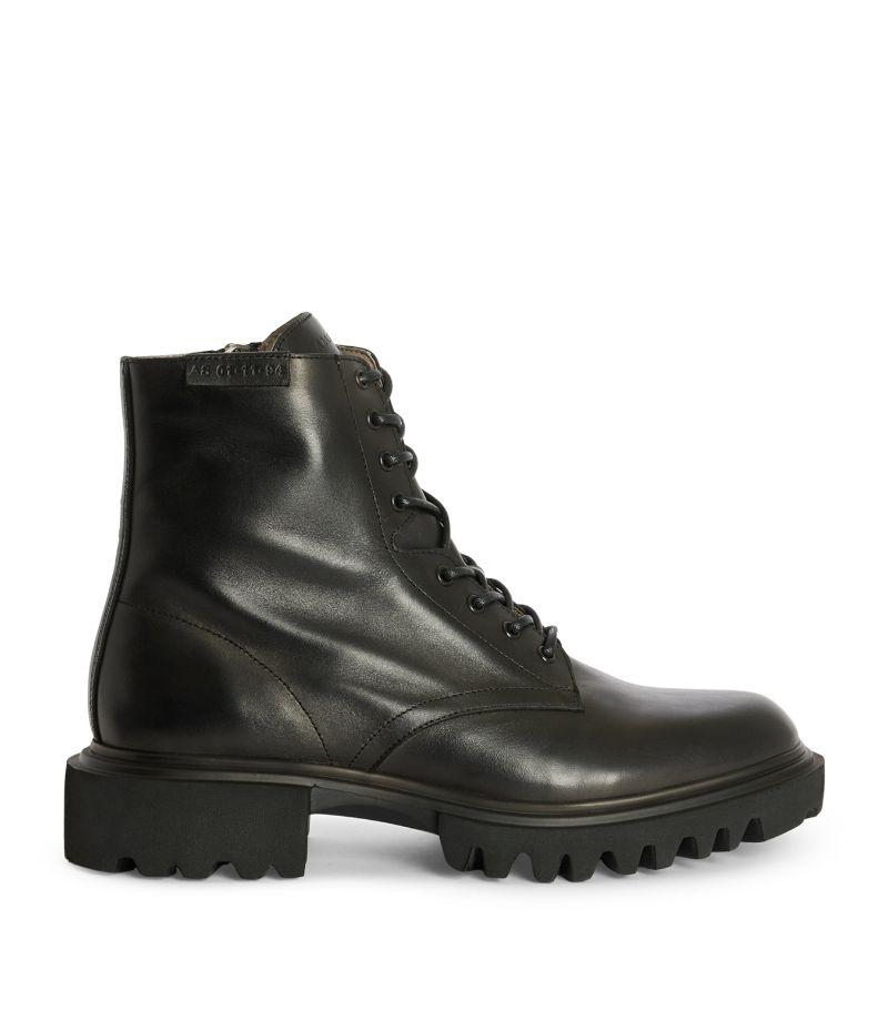 AllSaints Vaughan Logo Embossed Lace Up Leather Ankle Boots in Black for Men Lyst UK