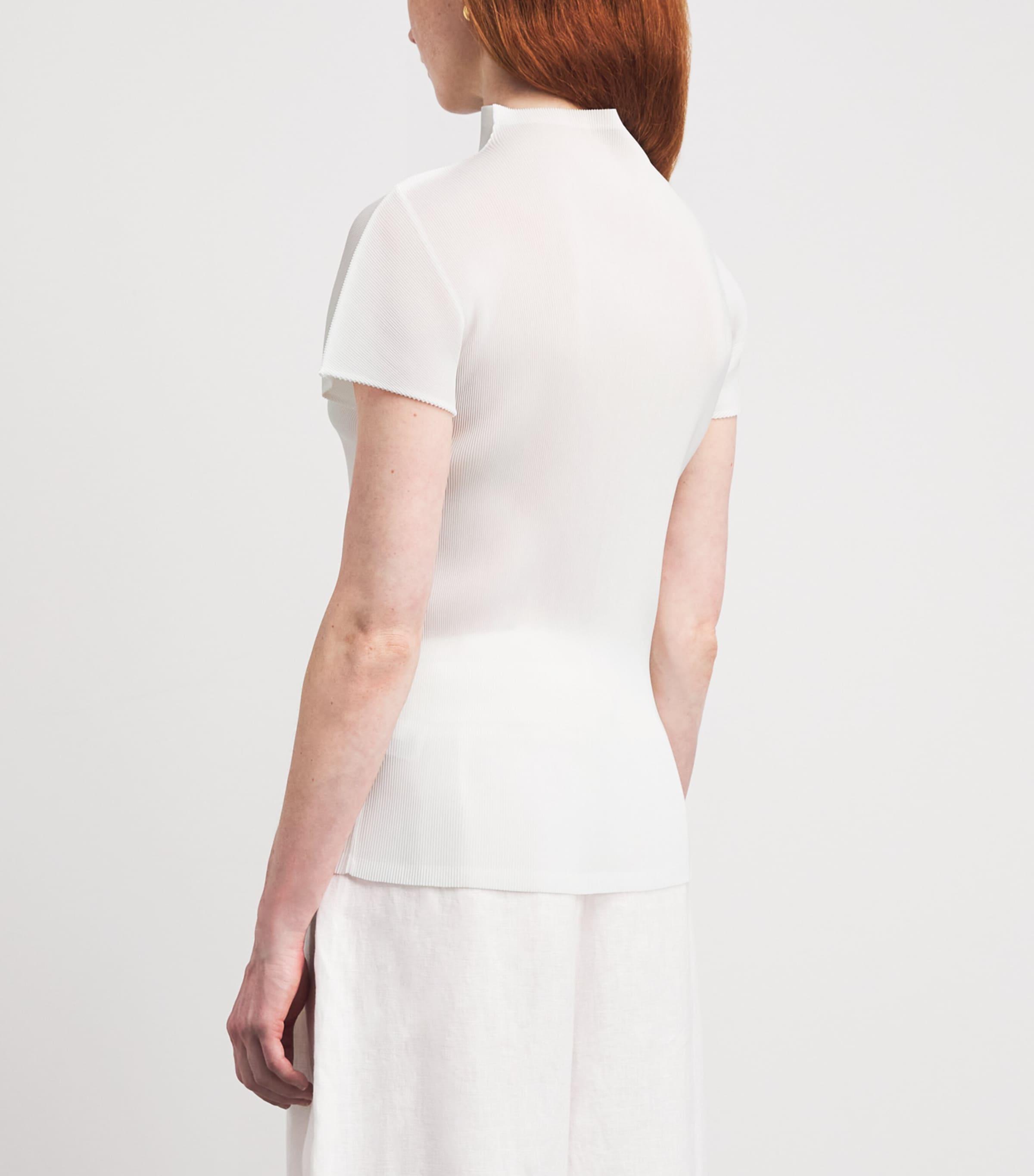 Pleats Please Issey Miyake High-Neck Mist Basics T-Shirt in White