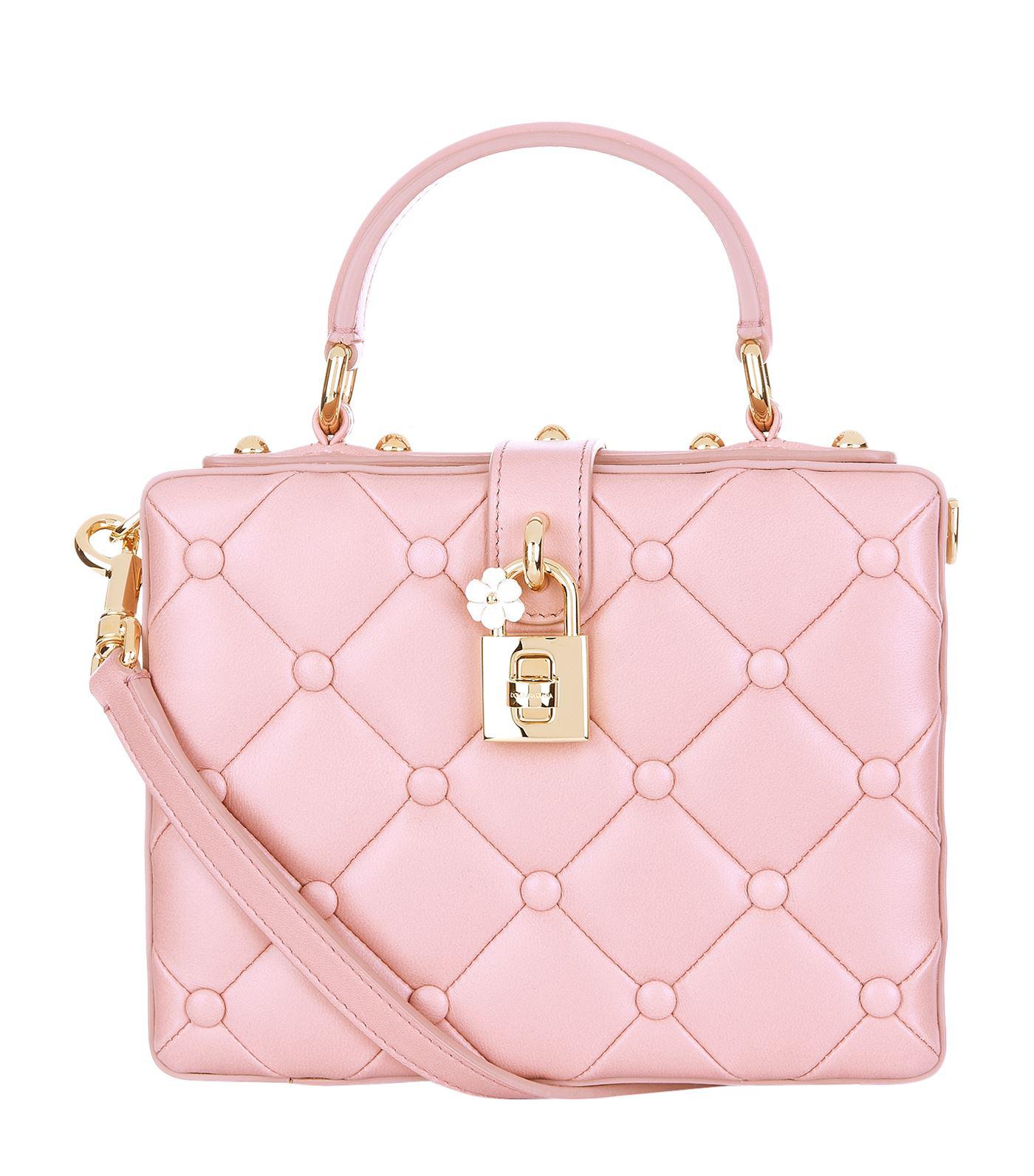 Pink Quilted Leather Box Crossbody Bag