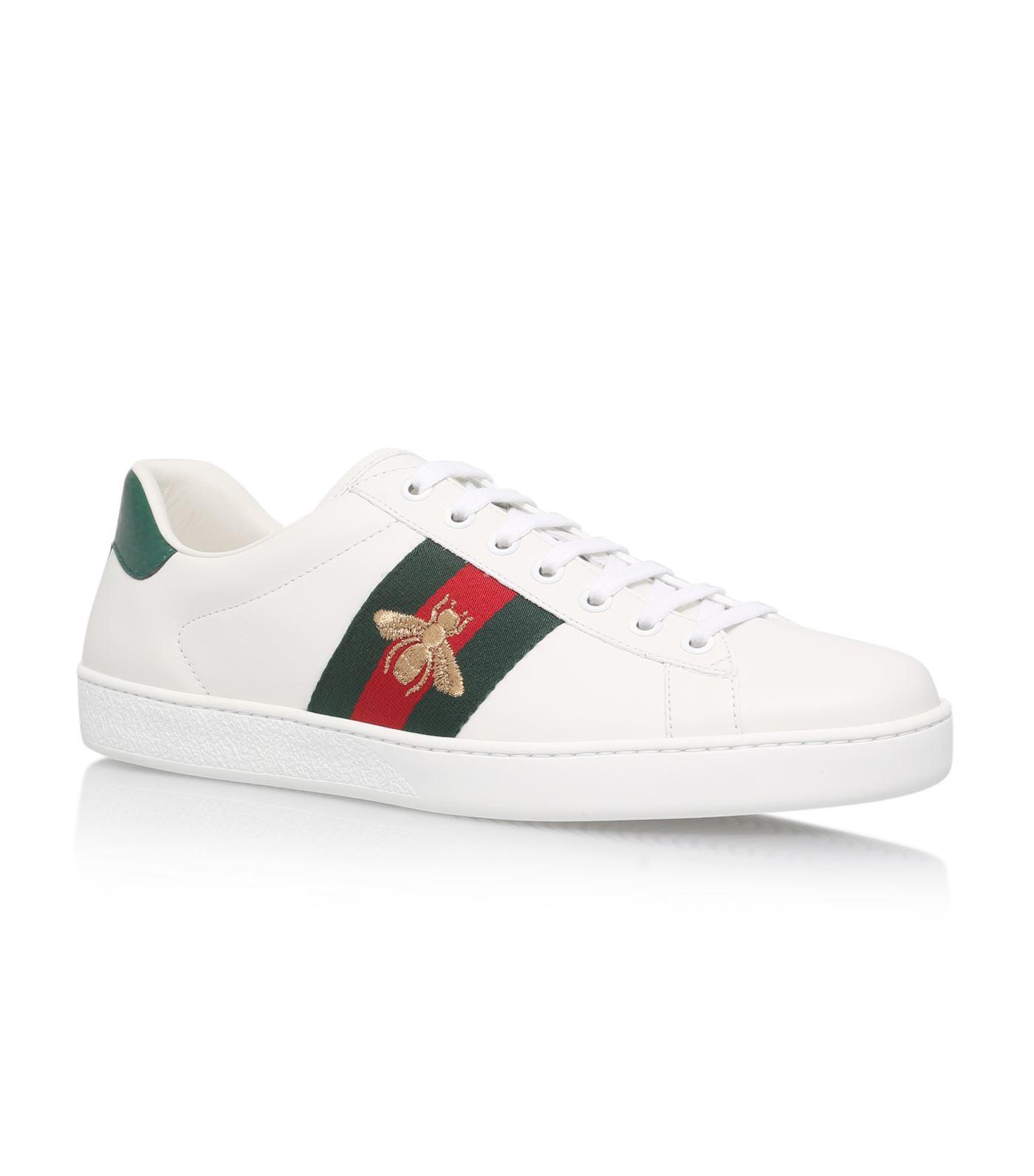 Gucci Leather Ace Bee Sneakers in White for Men - Lyst