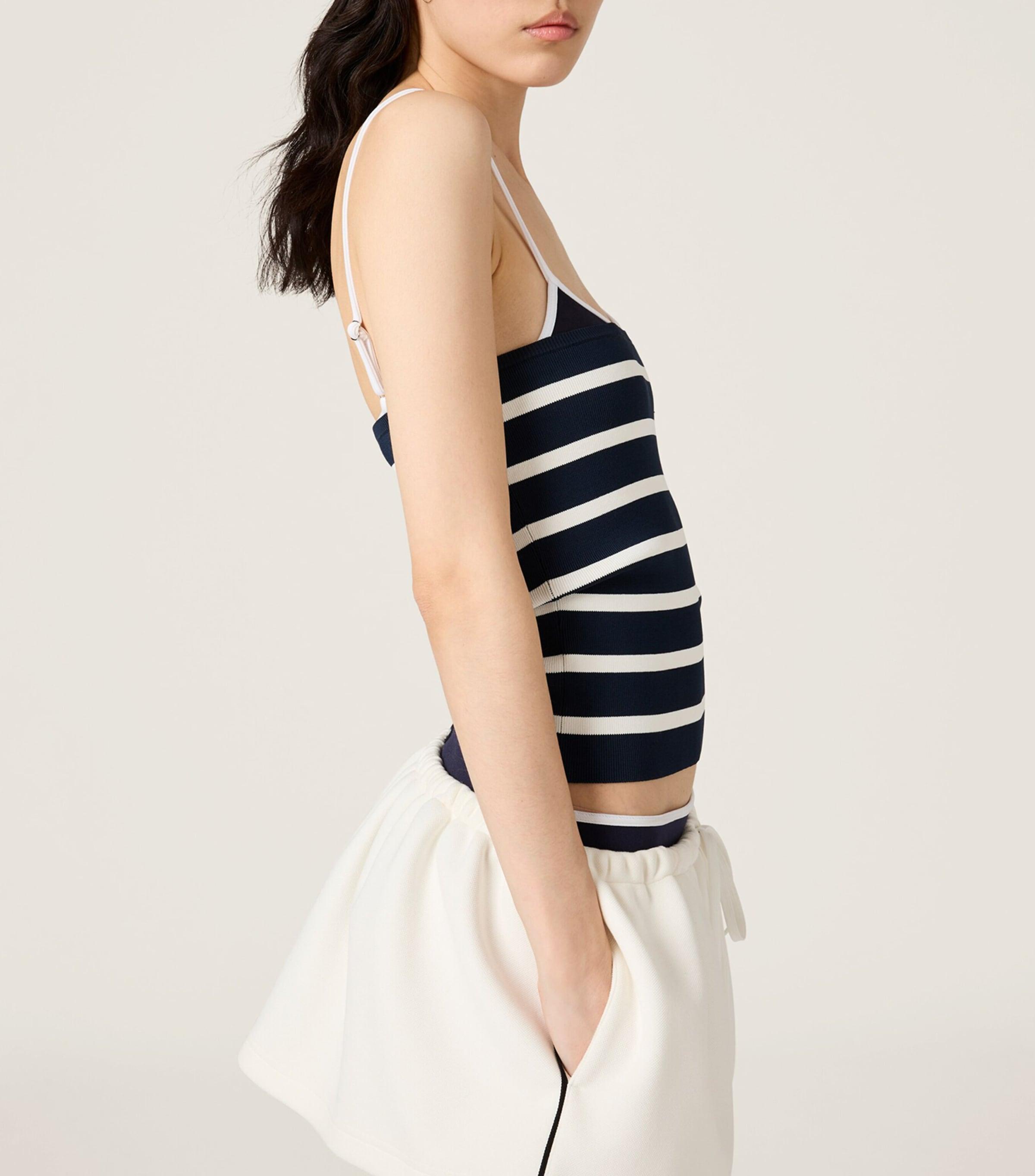 Miu Miu Knitted Stripe Tube Top in Blue | Lyst UK