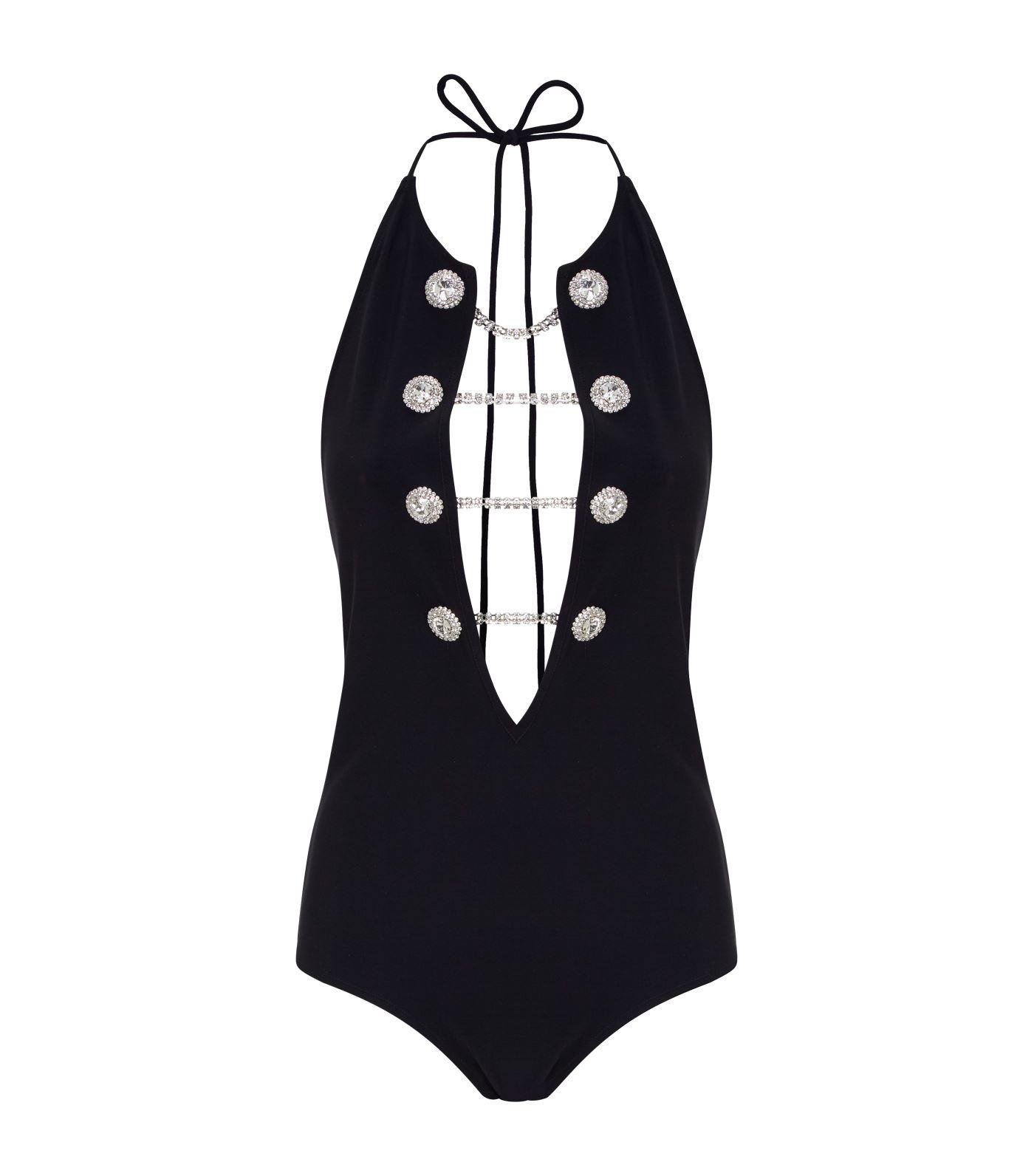 black embellished swimsuit