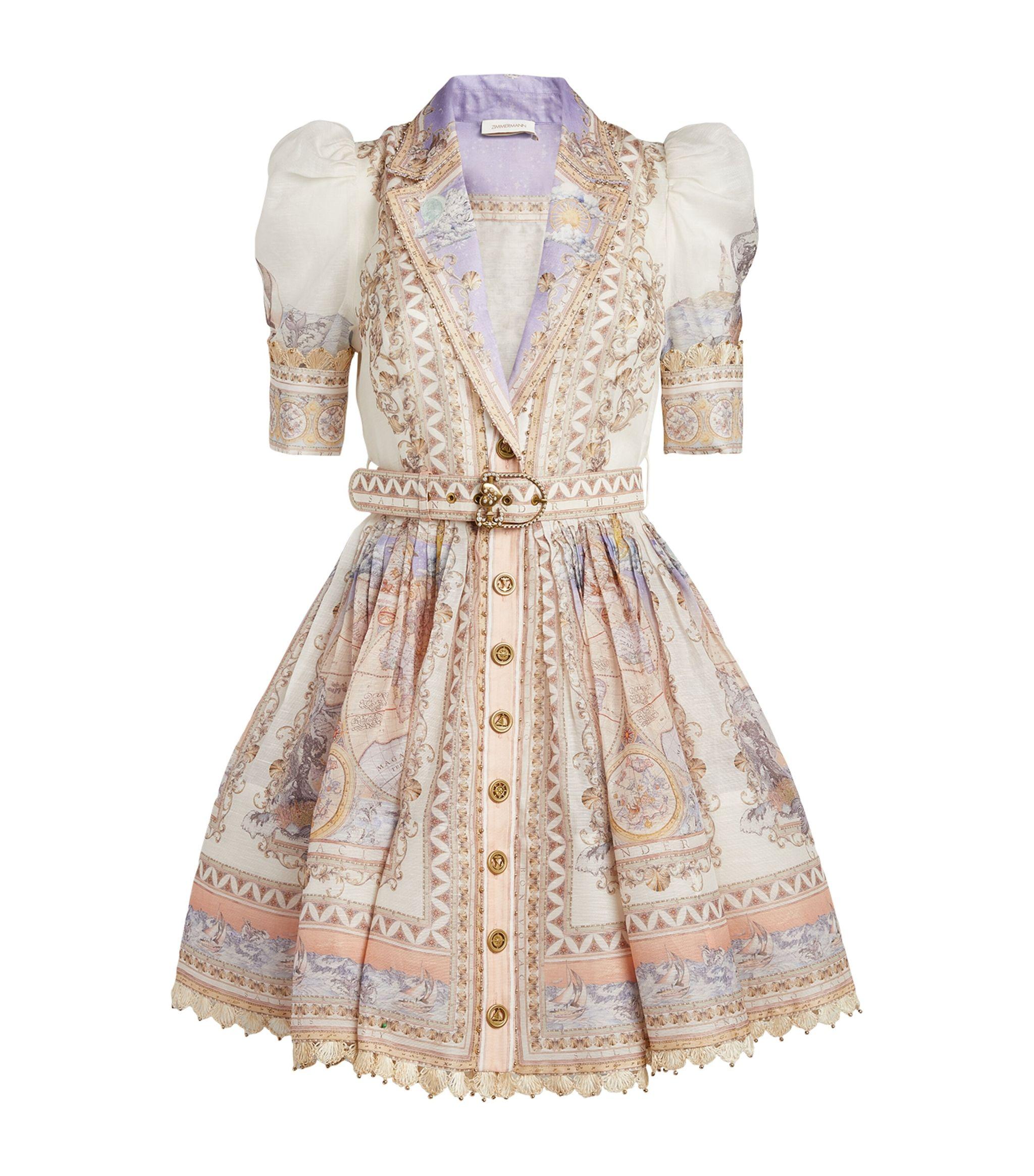 knee length dresses for ladies Zimmermann High Tide Embroidered Pearl Mini Dress main image 1