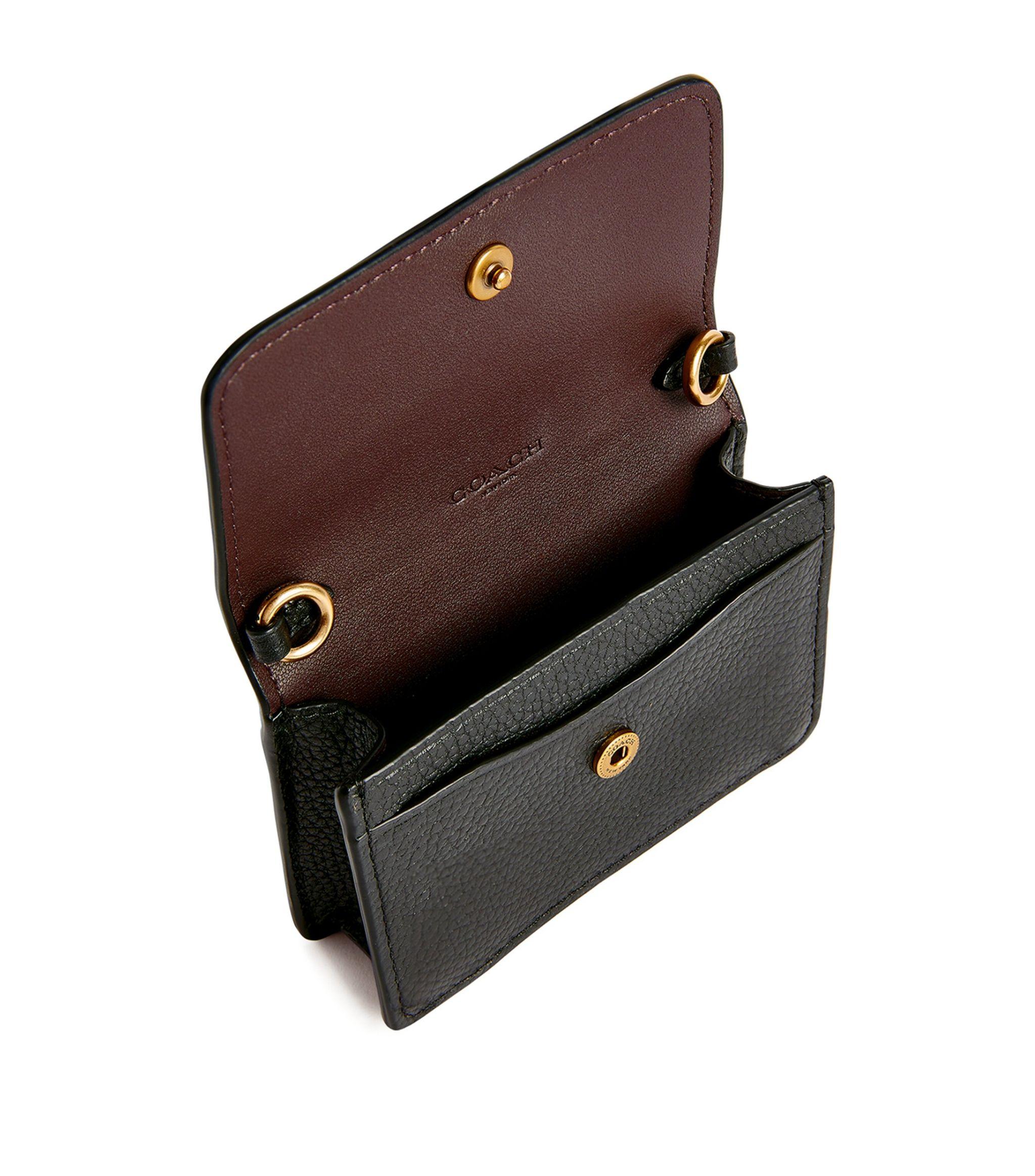 COACH Mini Leather Half Flap Cross-body Bag in Black | Lyst