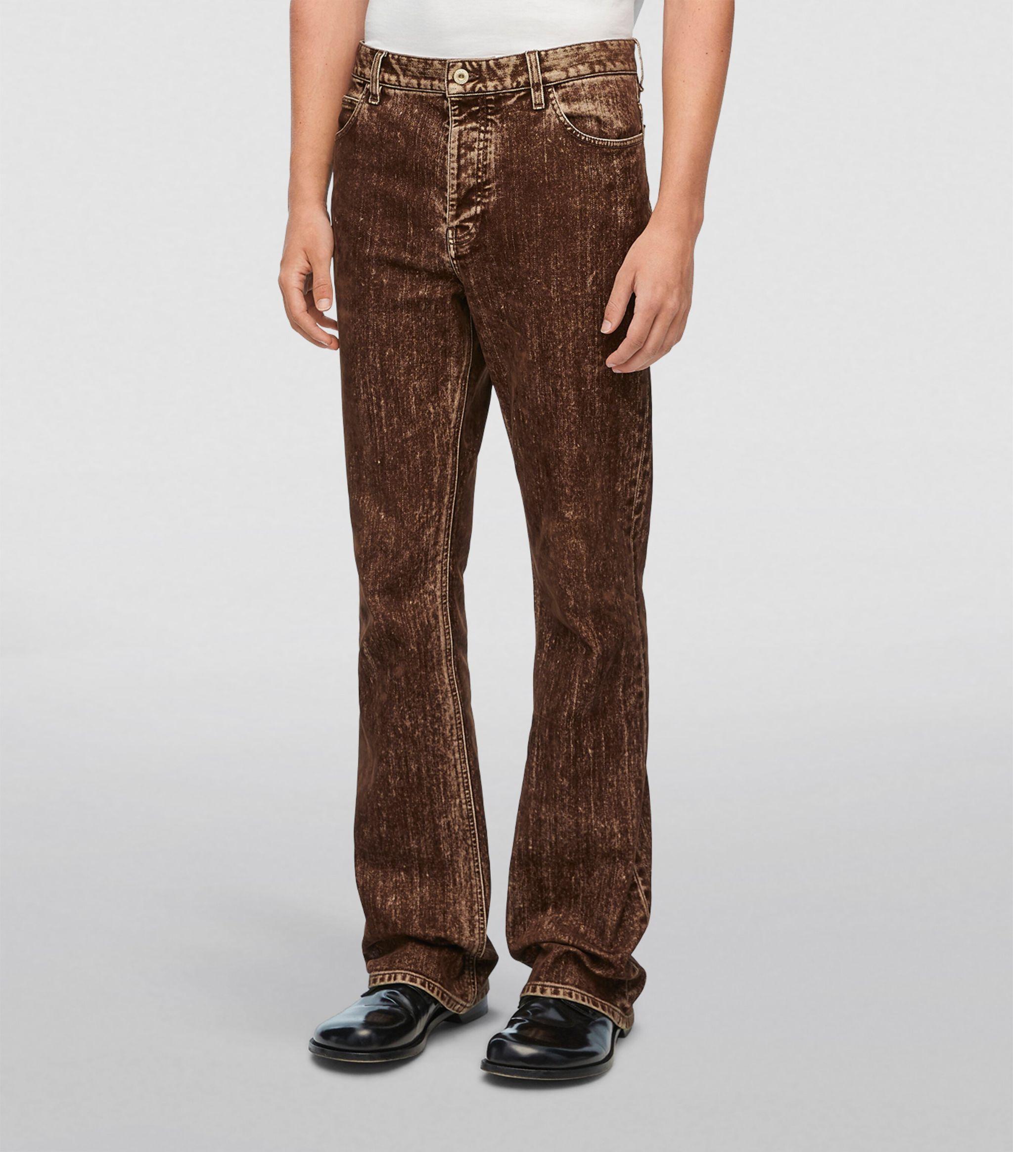 Loewe Distressed Bootcut Jeans in Brown for Men Lyst