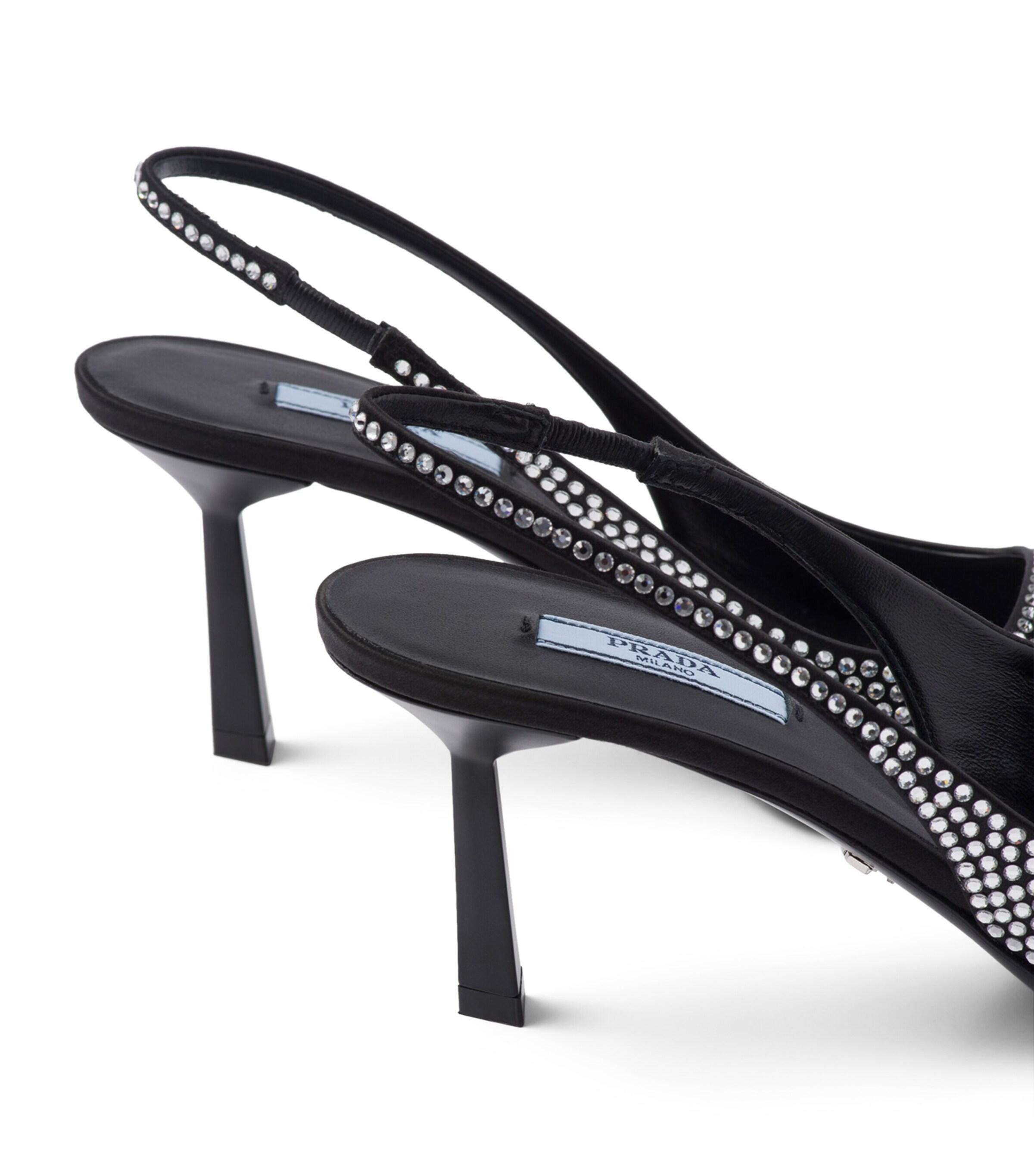 【送料&関税込】Prada Embellished Slingback Pumps Prada Crystal-Embellished Slingback Pumps 75 in Metallic