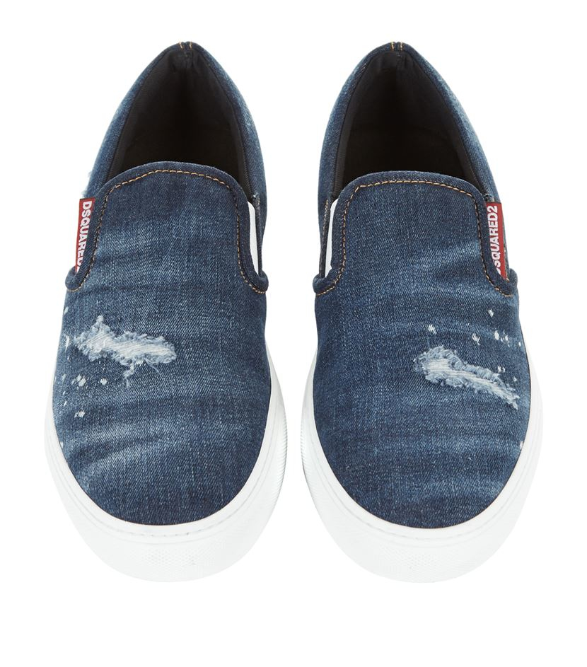lyst dsquared 178 destroyed denim slip ons in blue for lyst dsquared 178 destroyed denim slip ons in blue for