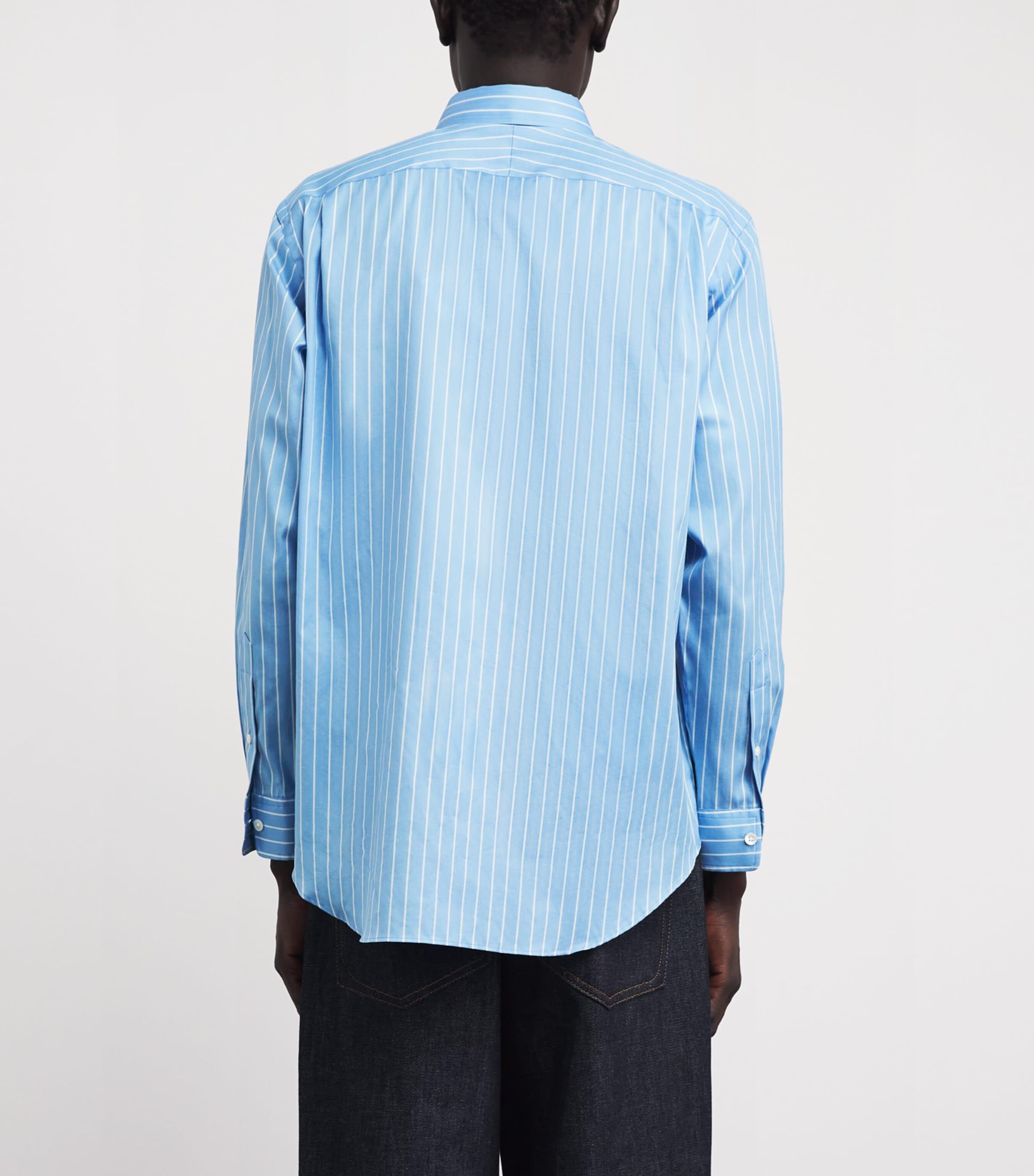AURALEE Cotton-Silk Stripe Shirt in Blue for Men | Lyst