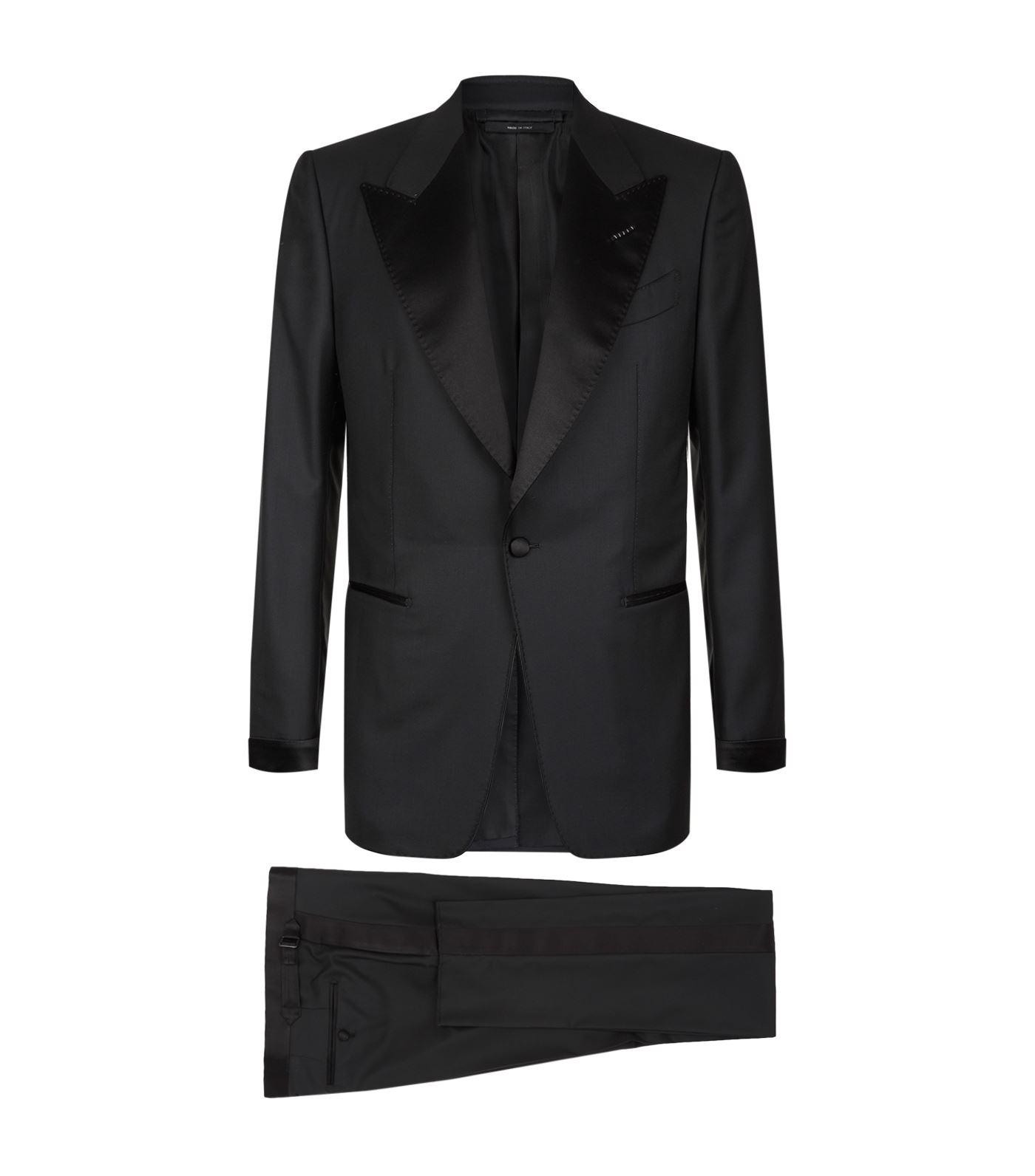 Tom Ford Satin Shelton Peak Lapel Tuxedo in Black for Men - Lyst